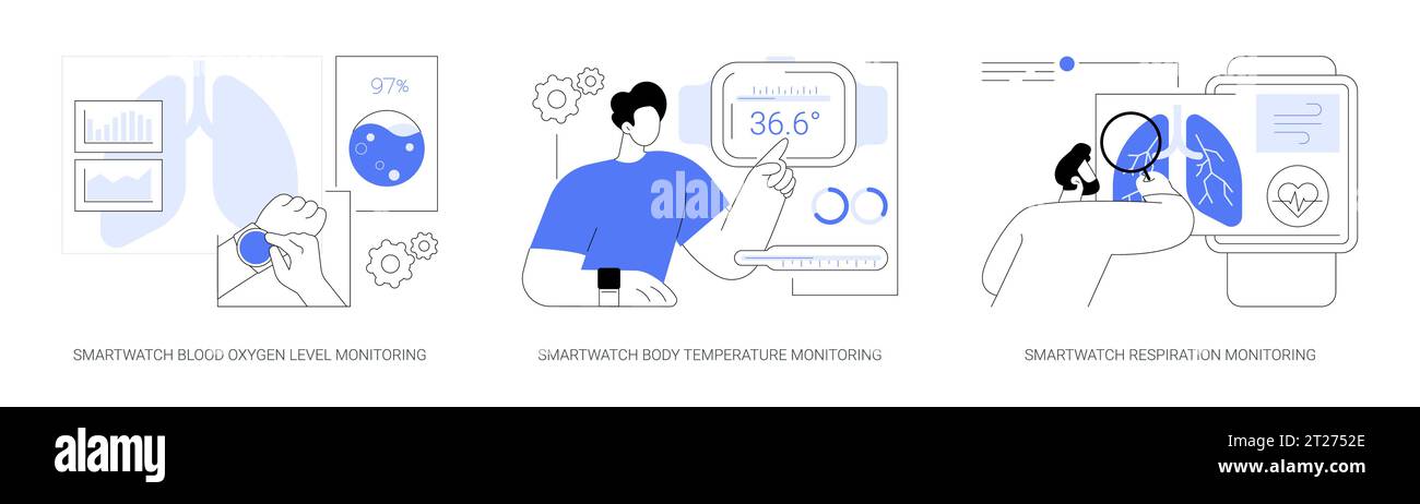 Tecnologie sanitarie smartwatch illustrazioni vettoriali isolate se Illustrazione Vettoriale