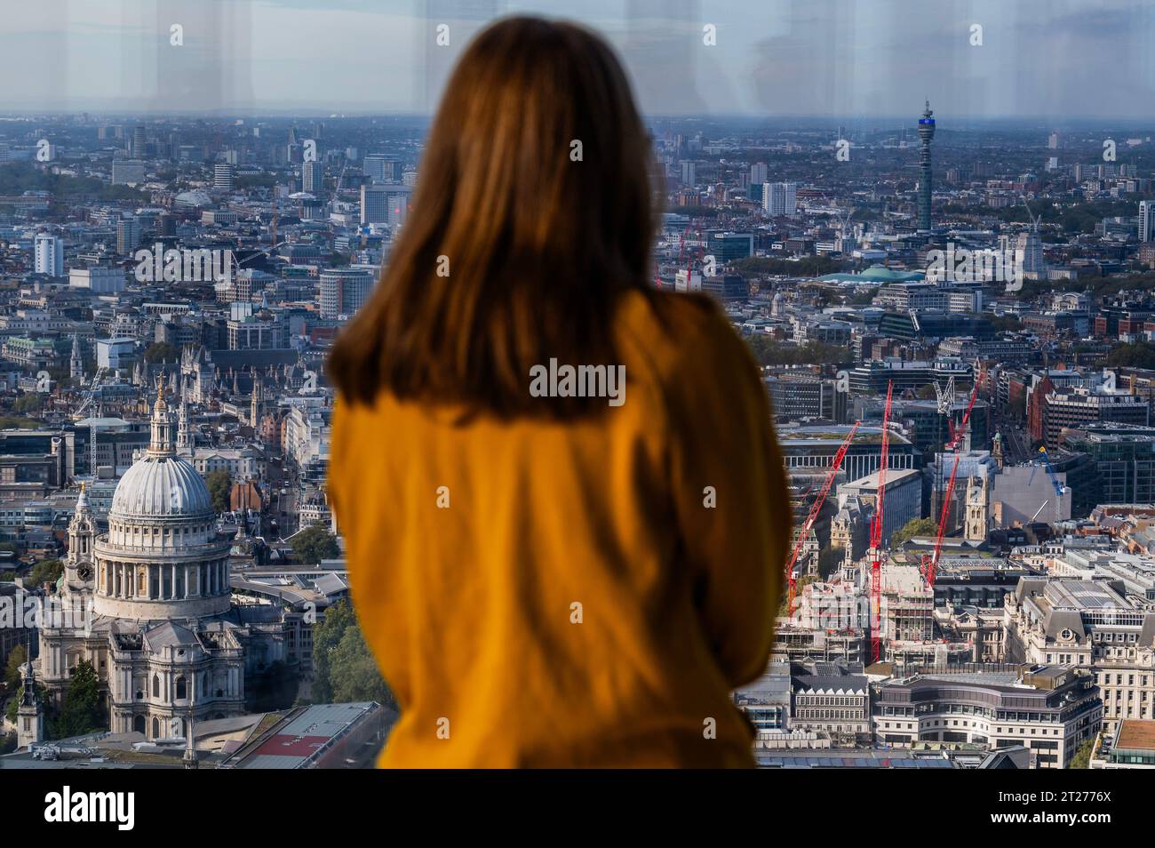 Il Lookout si trova al 50° piano dell'8° Bishopsgate, dove potrai ammirare viste ininterrotte dei monumenti storici della città, degli imponenti grattacieli e dell'architettura storica. Foto Stock