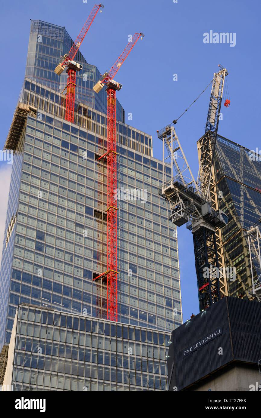 Il sito di costruzione di One Leadenhall, un grattacielo di 36 piani, alto 183 metri, vicino al mercato di Leadenhall, progettato da MAKE Architects, è destinato ad essere f Foto Stock