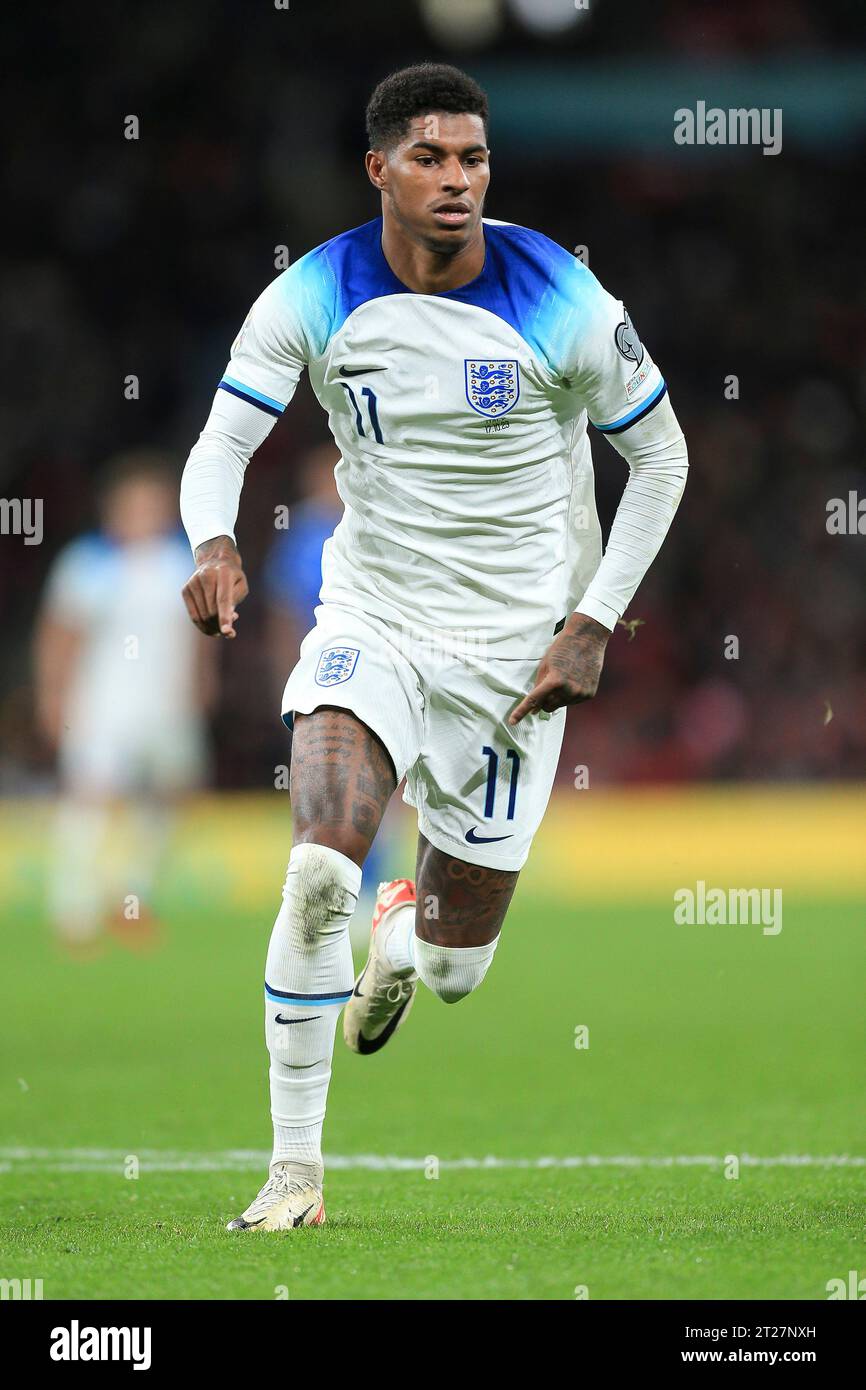 Londra, Regno Unito. 17 ottobre 2023. L'inglese Marcus Rashford durante la partita del gruppo C di qualificazione a Euro 2024 tra Inghilterra e Italia al Wembley Stadium il 17 ottobre 2023 a Londra. (Foto di Daniel Chesterton/phcimages.com) Credit: PHC Images/Alamy Live News Foto Stock