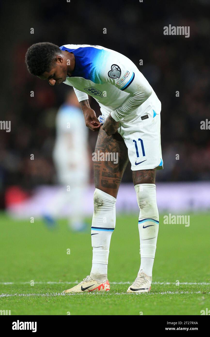 Londra, Regno Unito. 17 ottobre 2023. L'inglese Marcus Rashford durante la partita del gruppo C di qualificazione a Euro 2024 tra Inghilterra e Italia al Wembley Stadium il 17 ottobre 2023 a Londra. (Foto di Daniel Chesterton/phcimages.com) Credit: PHC Images/Alamy Live News Foto Stock