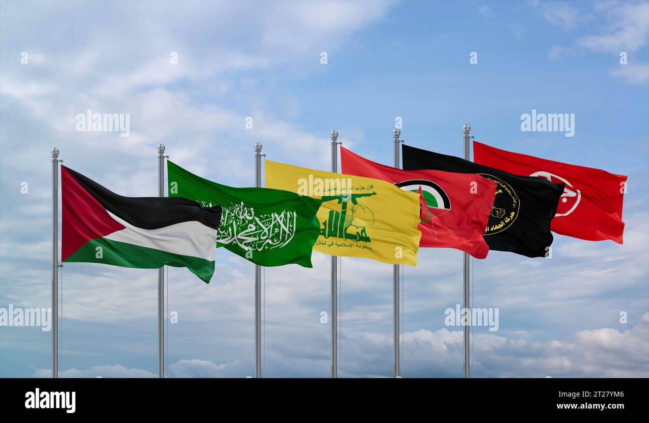 Le organizzazioni per la liberazione della Palestina bandiere