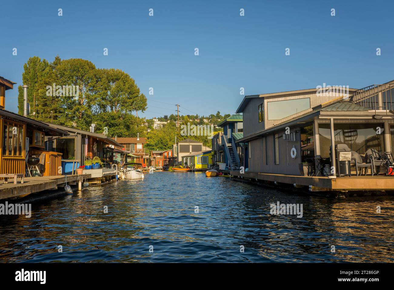 Houseboats on Lake Union a Seattle, Washington state, USA. Foto Stock