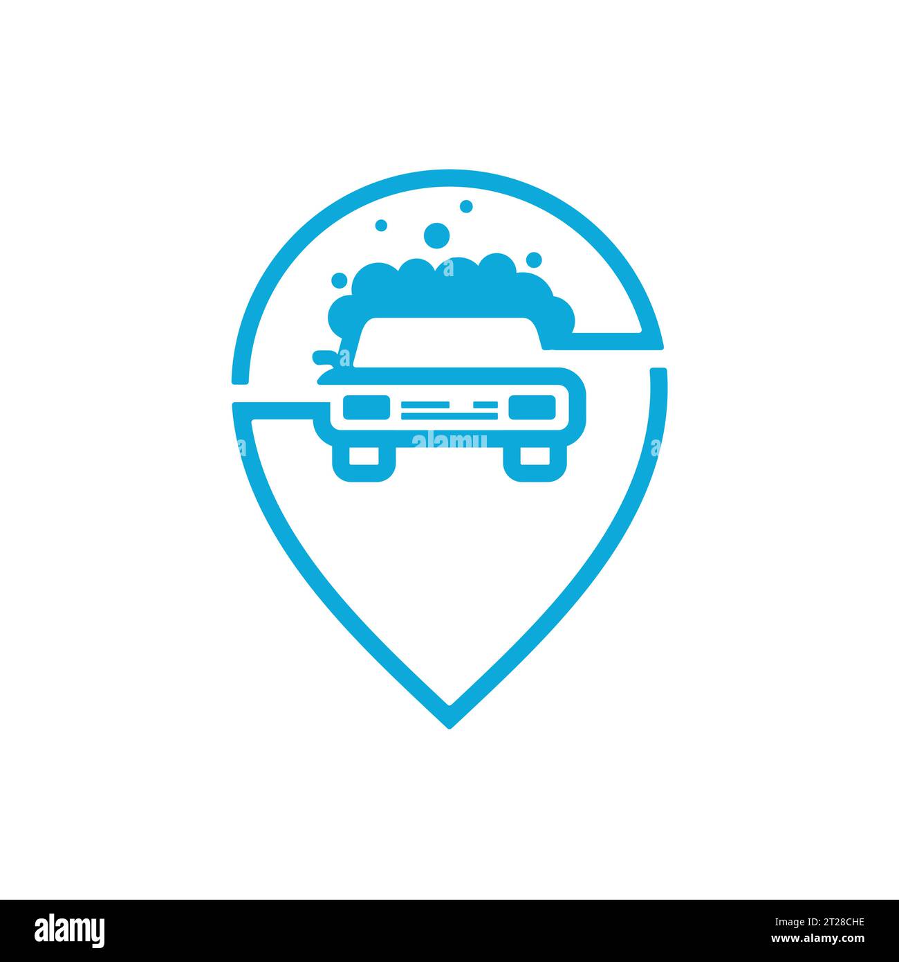 Puntatore a spillo Car Wash logo di pulizia per auto stile piatto. Illustrazione vettoriale Illustrazione Vettoriale