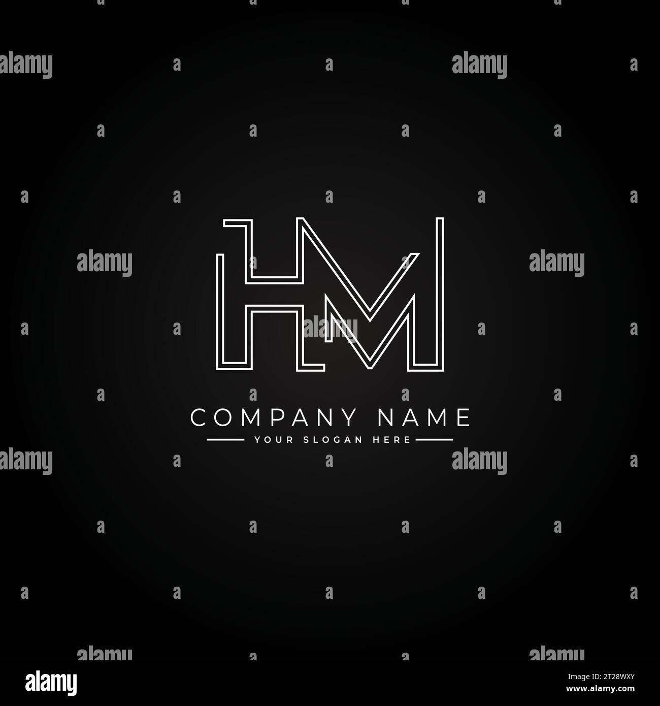 Modello logo HM Vector - icona semplice per il monogramma iniziale della lettera H e M. Illustrazione Vettoriale