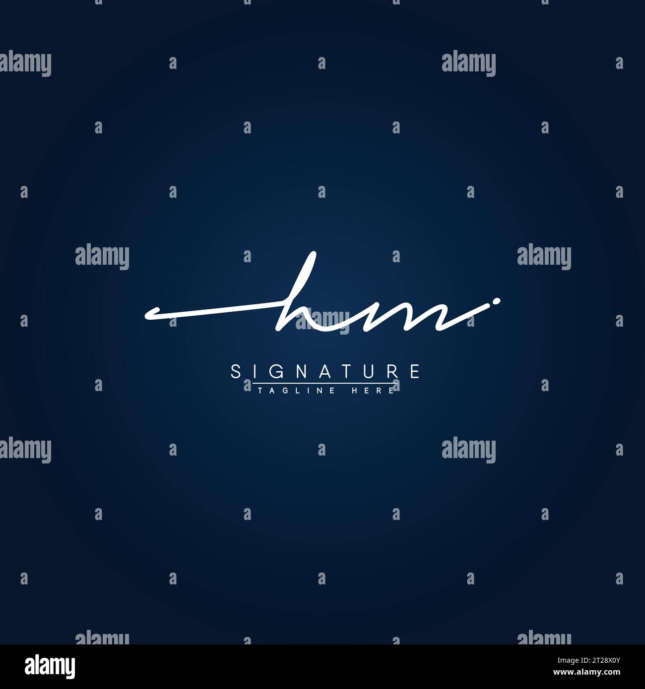 Logo Signature iniziale per lettera HM - modello di logo vettoriale in stile Signature scritto a mano Illustrazione Vettoriale
