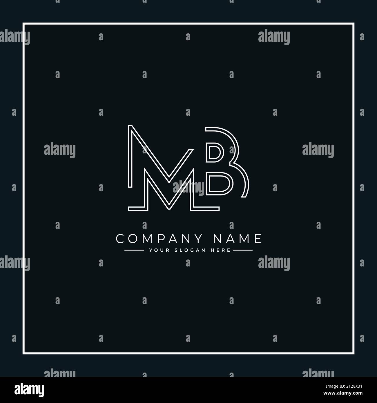 Logo vettoriale minimale MB - Logo aziendale semplice per monogramma M e B. Illustrazione Vettoriale
