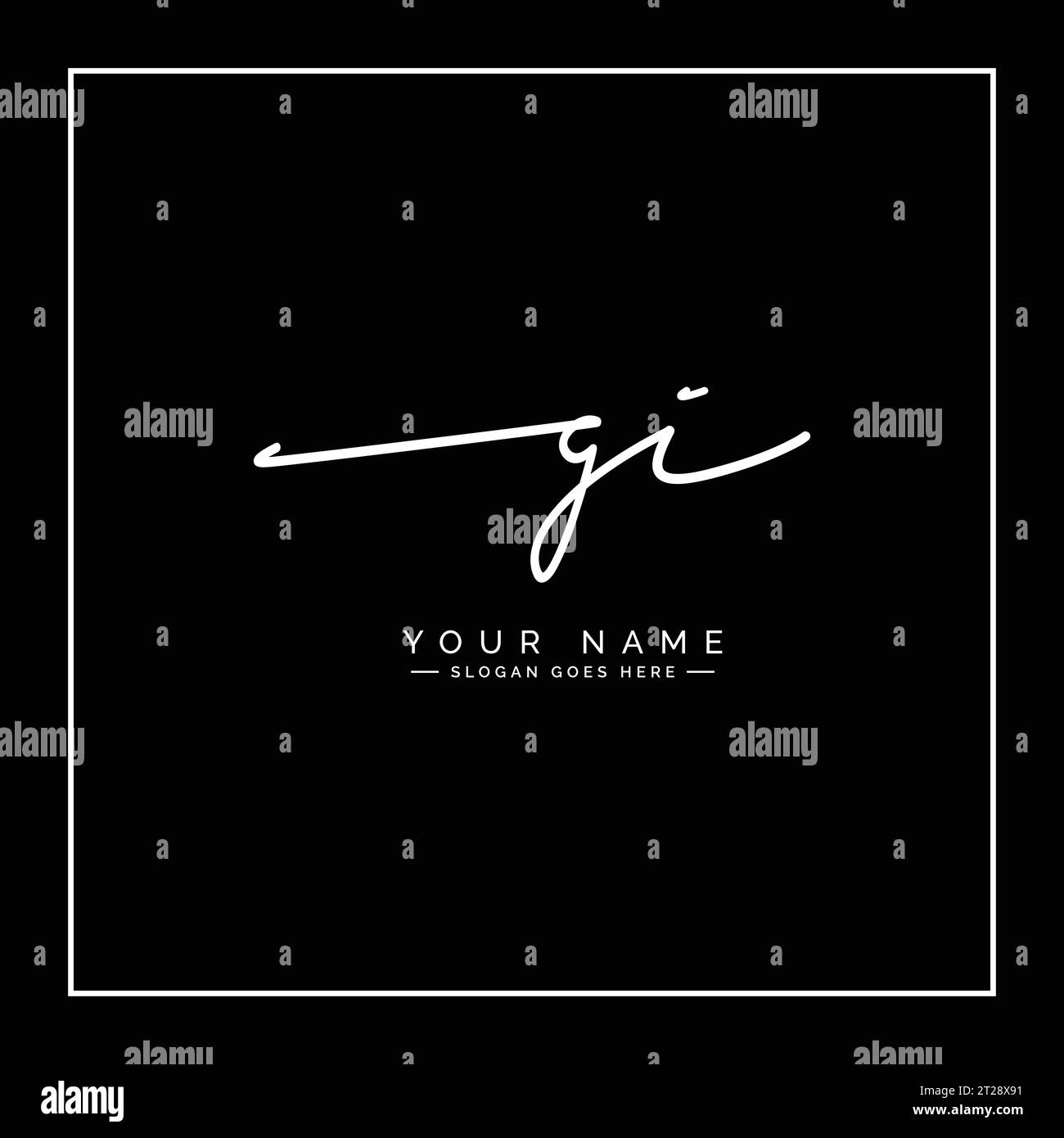 Logo firmato a mano per lettera iniziale GI - modello di logo vettoriale per alfabeto G e I. Illustrazione Vettoriale