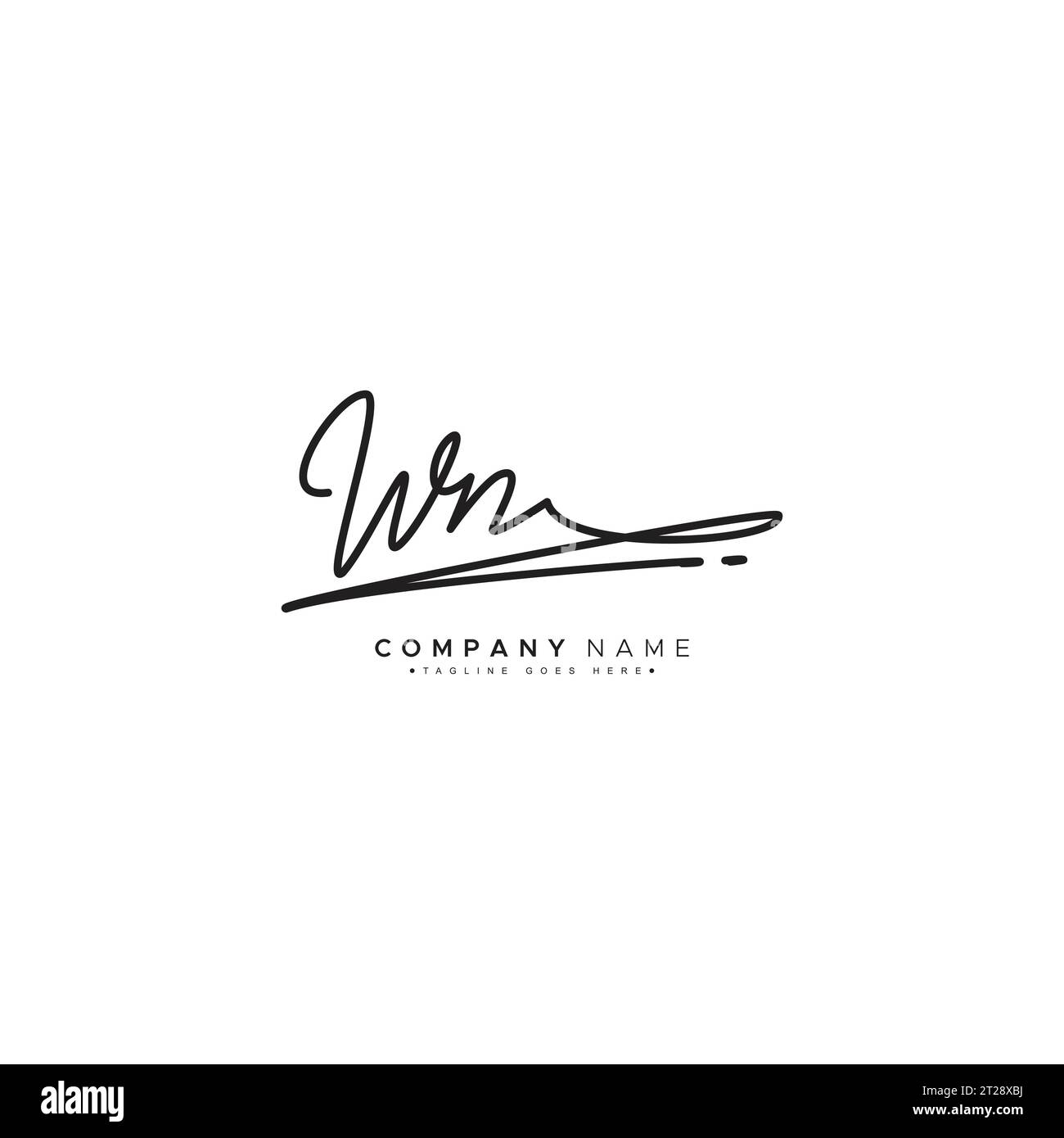 Logo WN Signature - modello di logo vettoriale scritto a mano per alfabeto WN Illustrazione Vettoriale