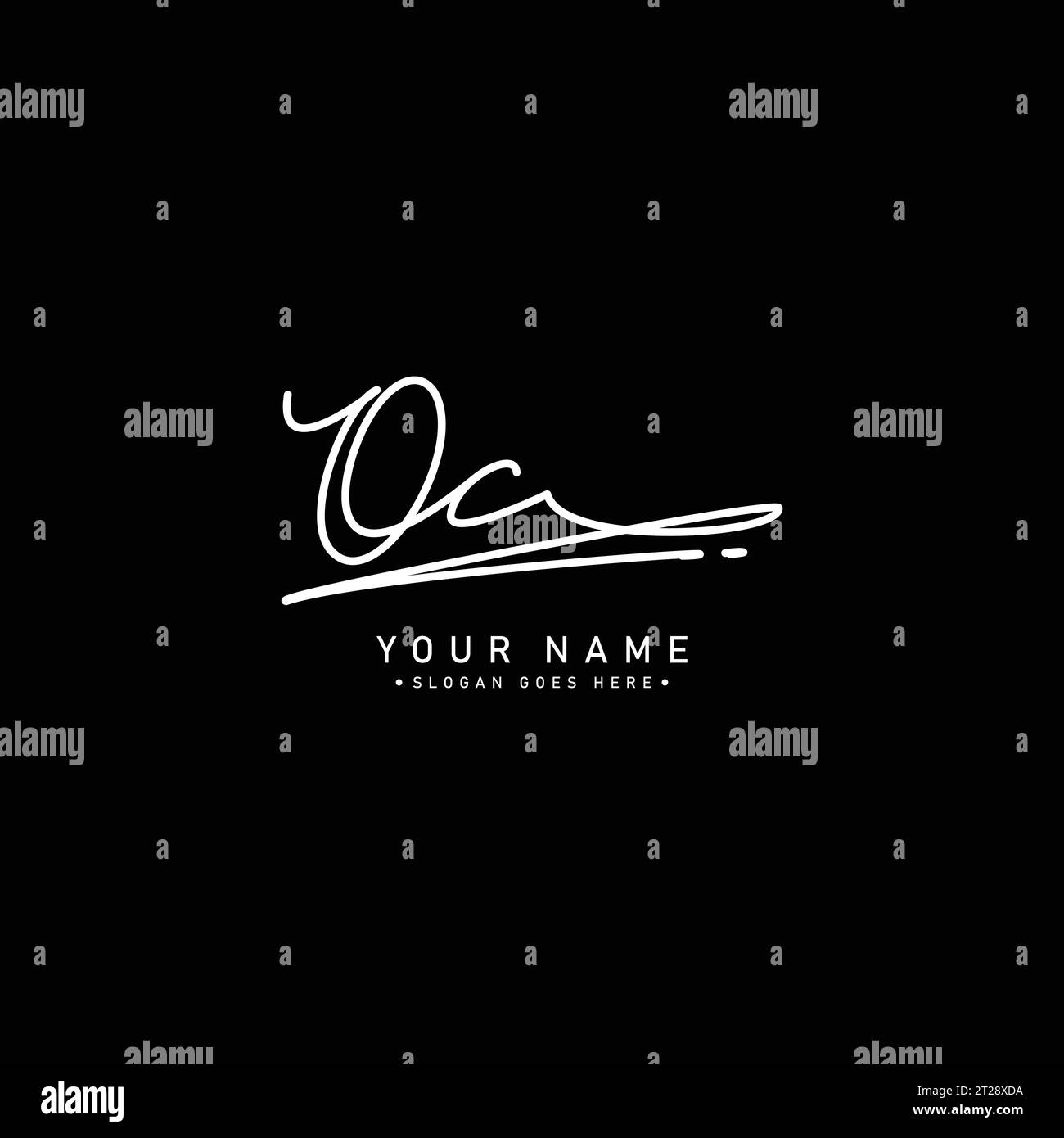 Logo OC Signature - modello di logo vettoriale scritto a mano per l'alfabeto OC Illustrazione Vettoriale
