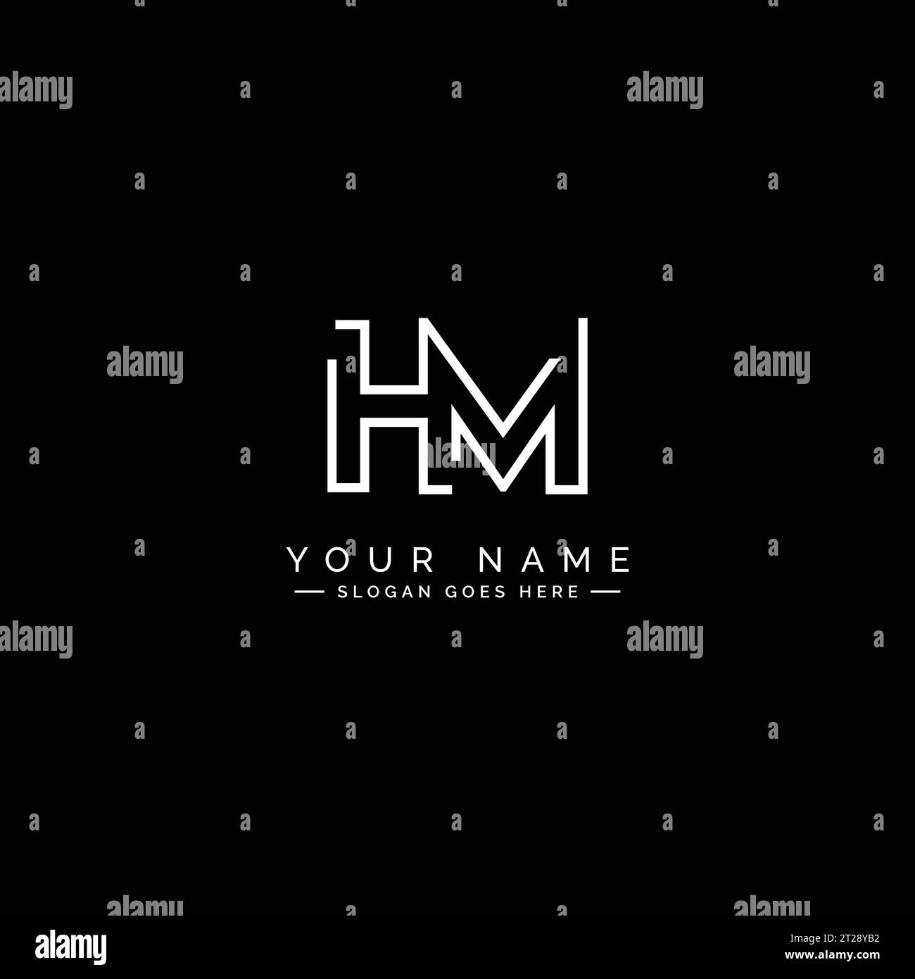 Modello logo HM Vector - icona semplice per il monogramma iniziale della lettera H e M. Illustrazione Vettoriale