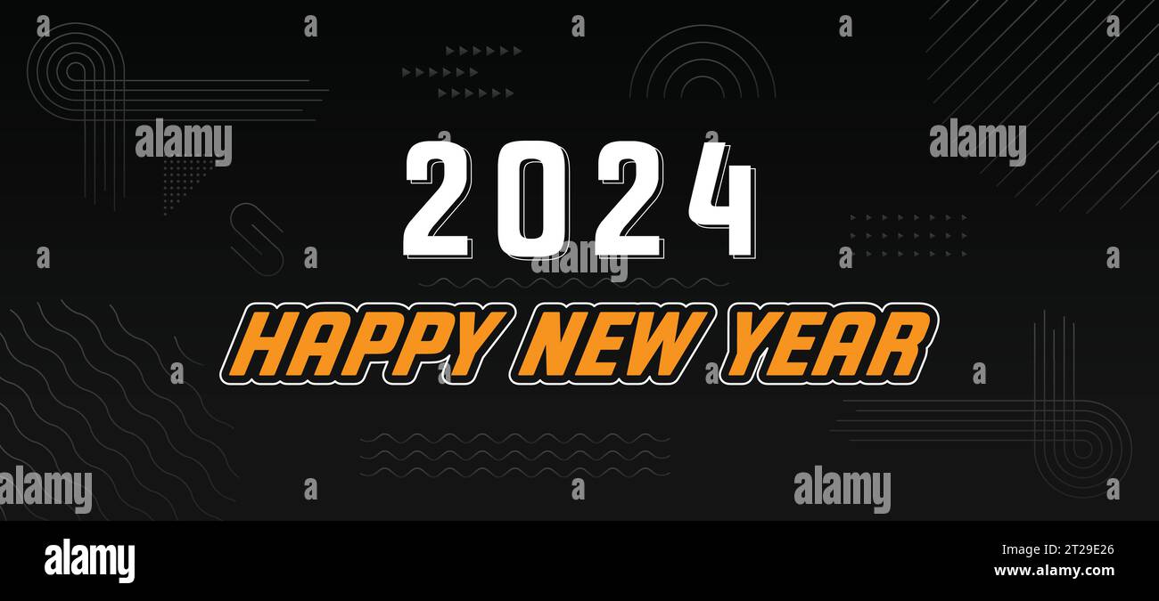 Buon anno 2024. Per brochure, schede, banner. Illustrazione vettoriale. Illustrazione Vettoriale