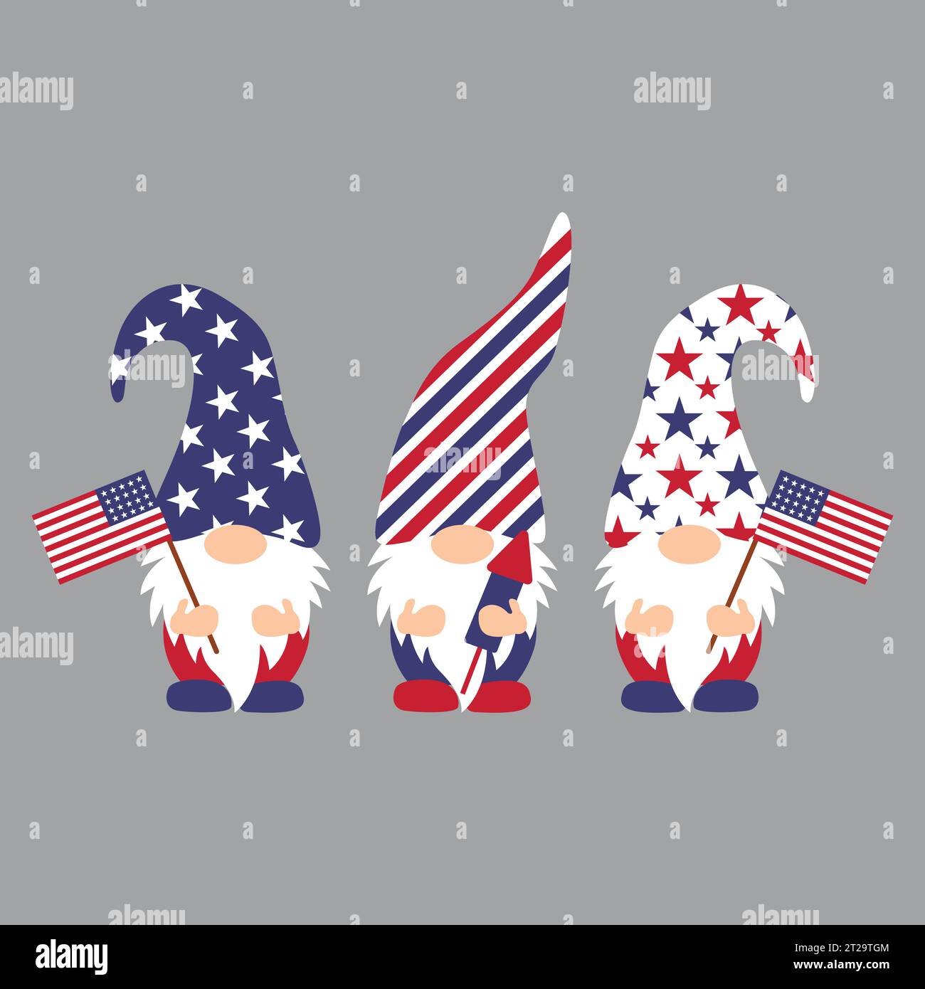 Patriottico Gnomes 4 luglio Gnomes vettore t shirt design Illustrazione Vettoriale