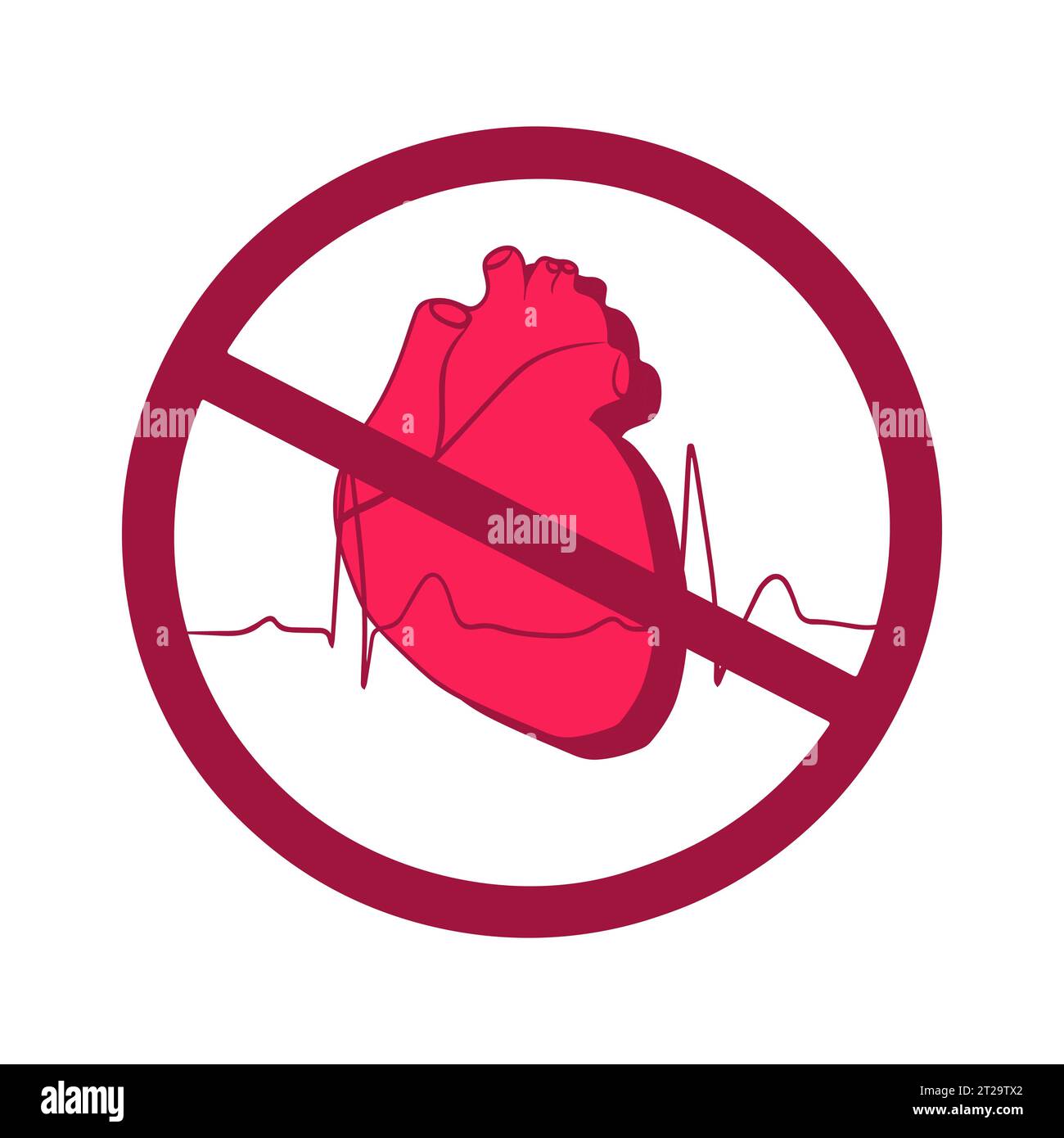 Illustrazione isolata del vettore di arresto cardiaco. Malattie cardiache. Attacco di cuore. Infarto. Illustrazione Vettoriale
