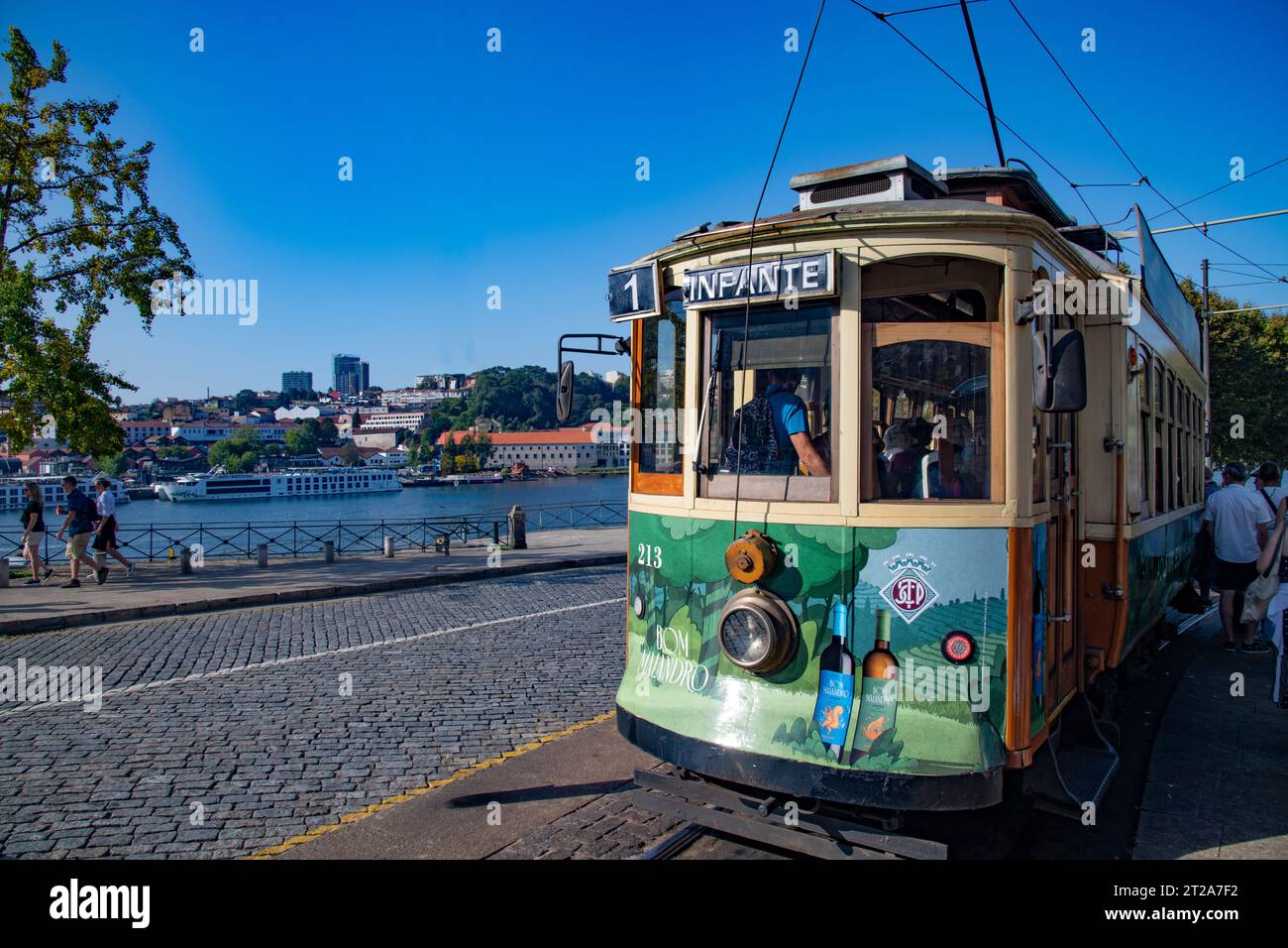 Tram Infante, Linha 1, da Porto a Foz do Douro, Portogallo Foto Stock
