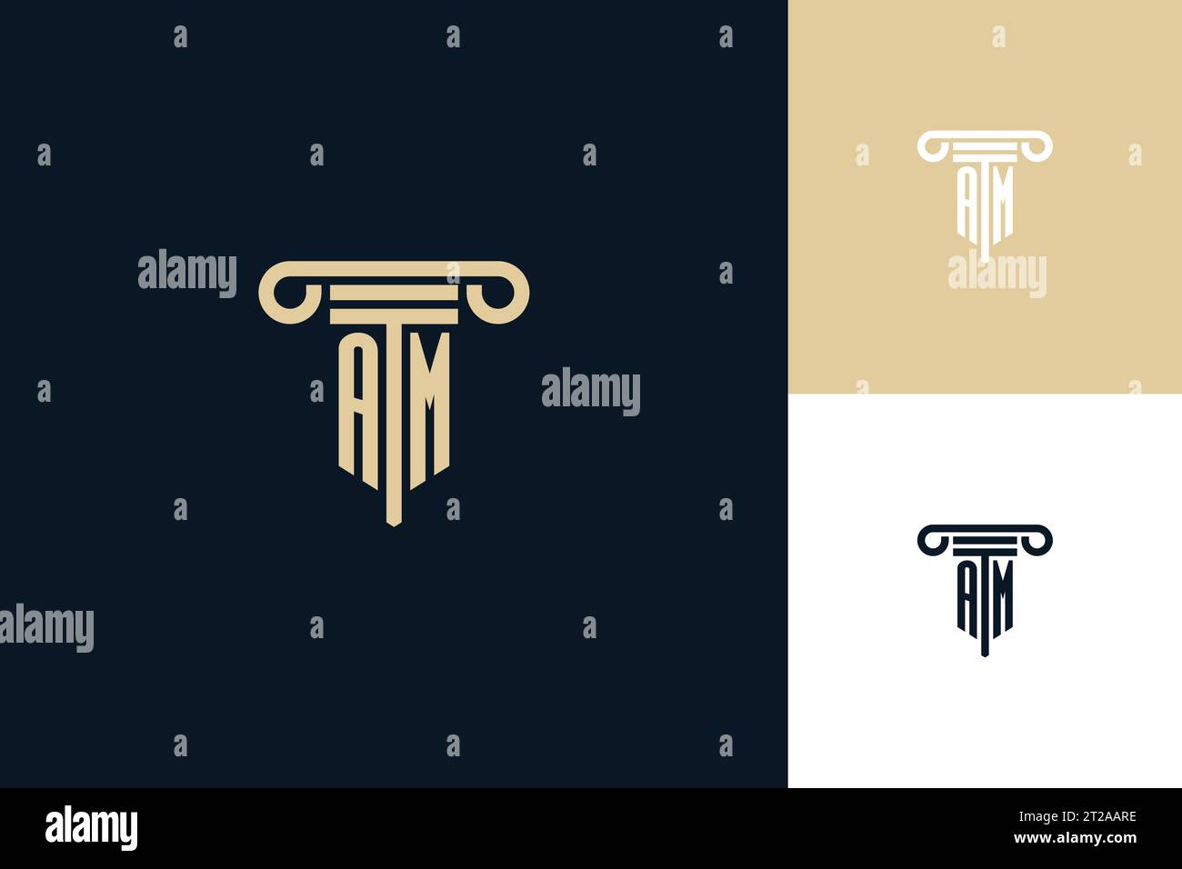 Logo del design delle iniziali del monogramma AM. Ispirazione per il design del logo dell'avvocato Illustrazione Vettoriale