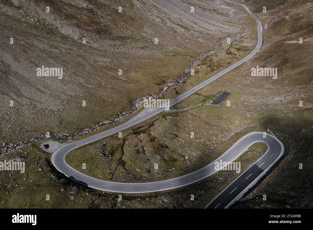 Alta strada alpina di Timmelsjoch tra Austria e Italia Foto Stock