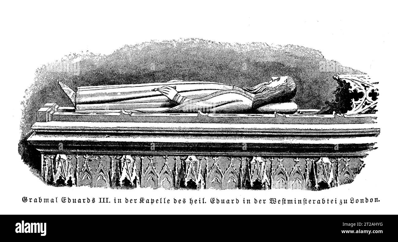 Tomba di Edoardo III re d'Inghilterra (1312 - 1377) a Westminster Londra Foto Stock