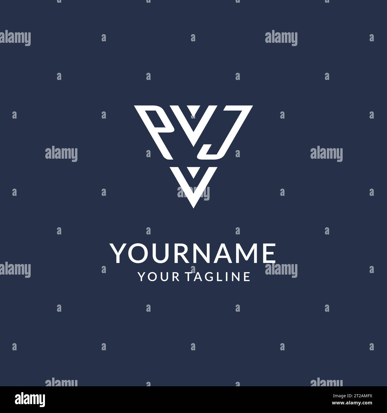 Idee di design del logo monogramma con triangolo PJ, logo con lettera iniziale creativa con vettore di logo con forma triangolare Illustrazione Vettoriale