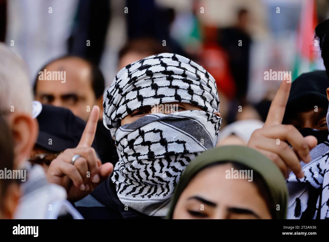 Inghilterra, Londra, manifestanti pro Palestina marzo, 15 ottobre 2023. Foto Stock