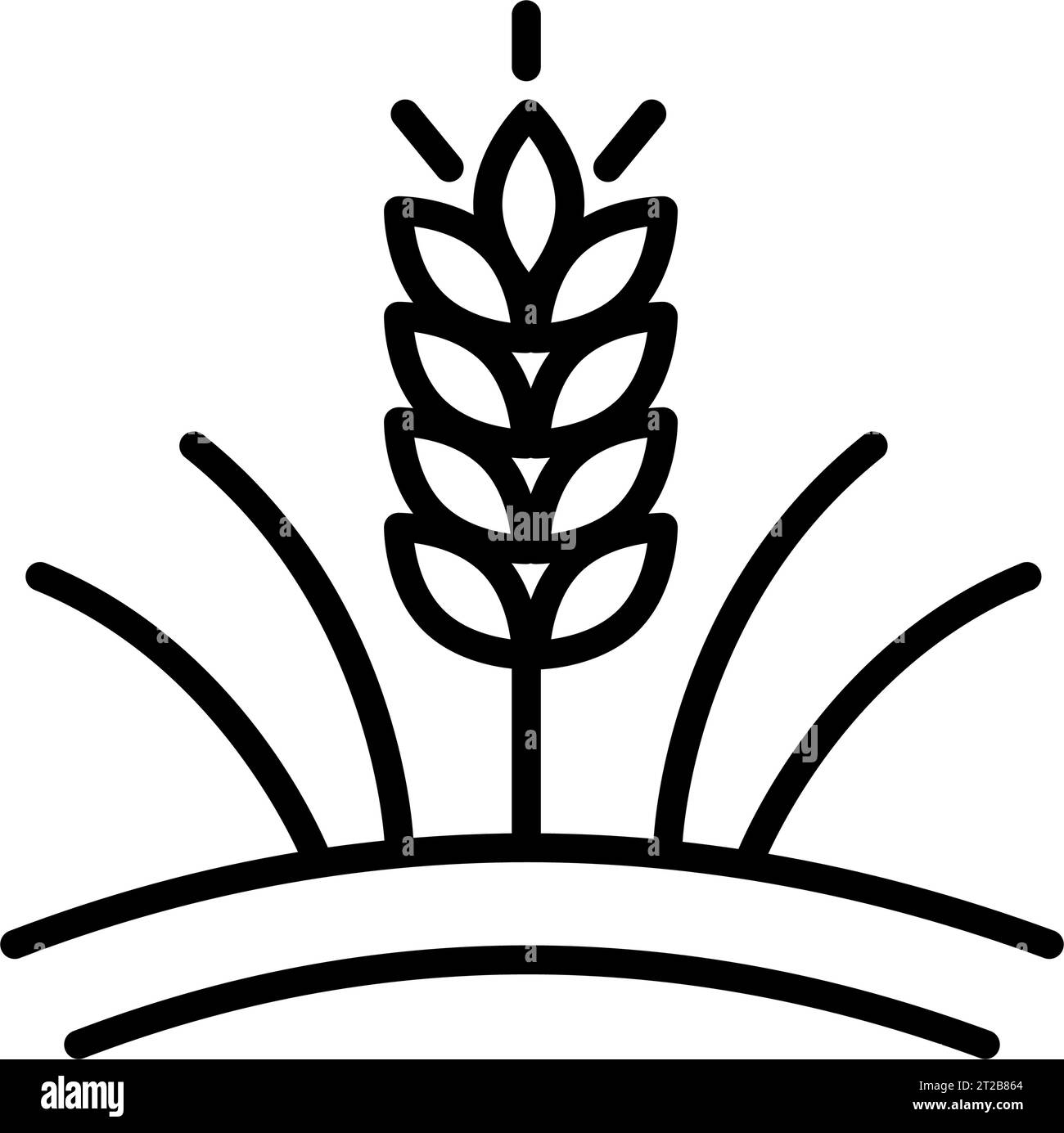 Modello icona orecchie di grano agricolo vettoriale. Illustrazione del simbolo della grana intera lineare. Semplice concetto di design a crescita d'avena. Cartello d'avena per l'agricoltura agricola Illustrazione Vettoriale