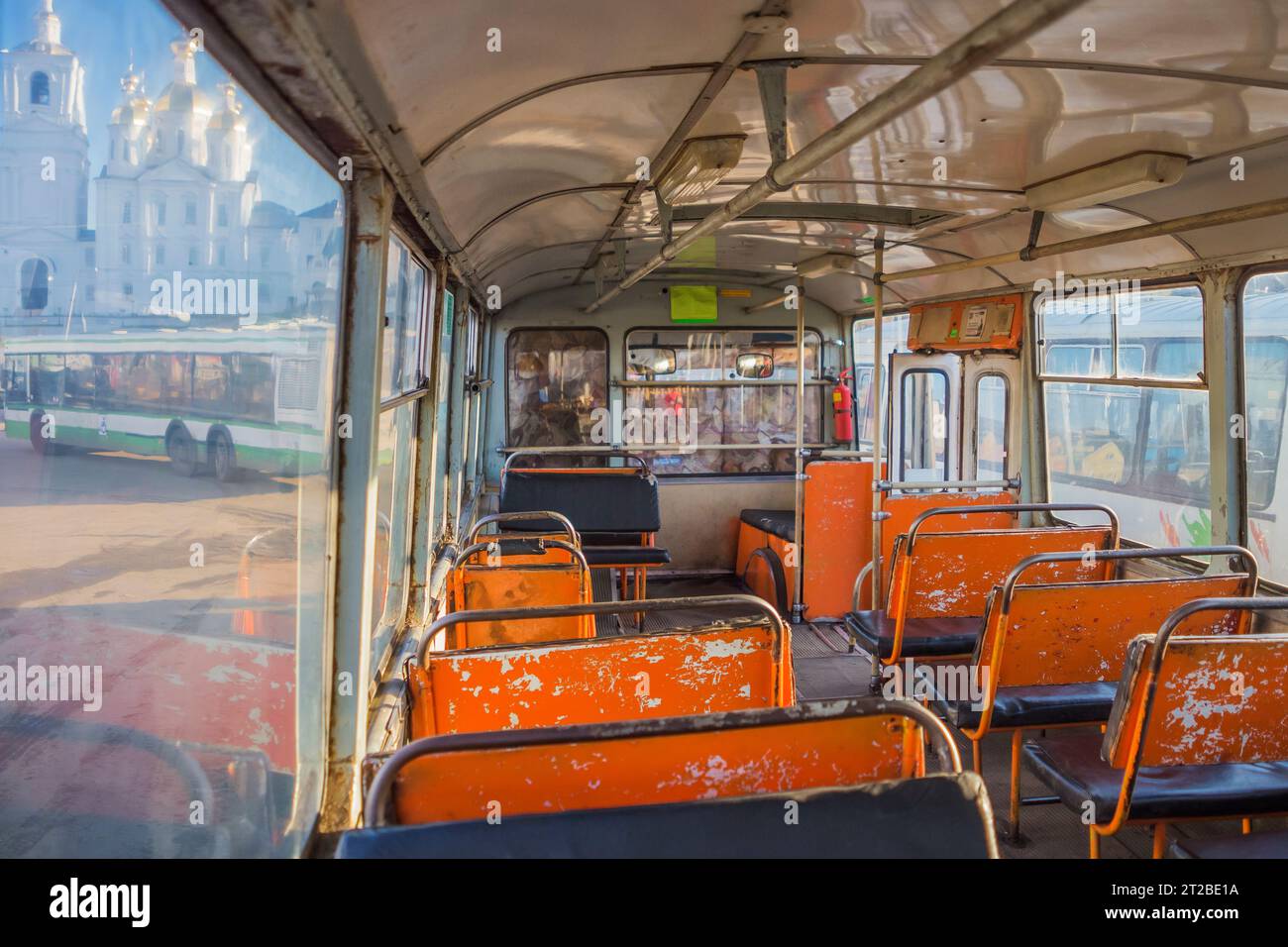 29.09.2019. Russia, Arzamas. Interno di Liaz-677 Robun. Foto Stock