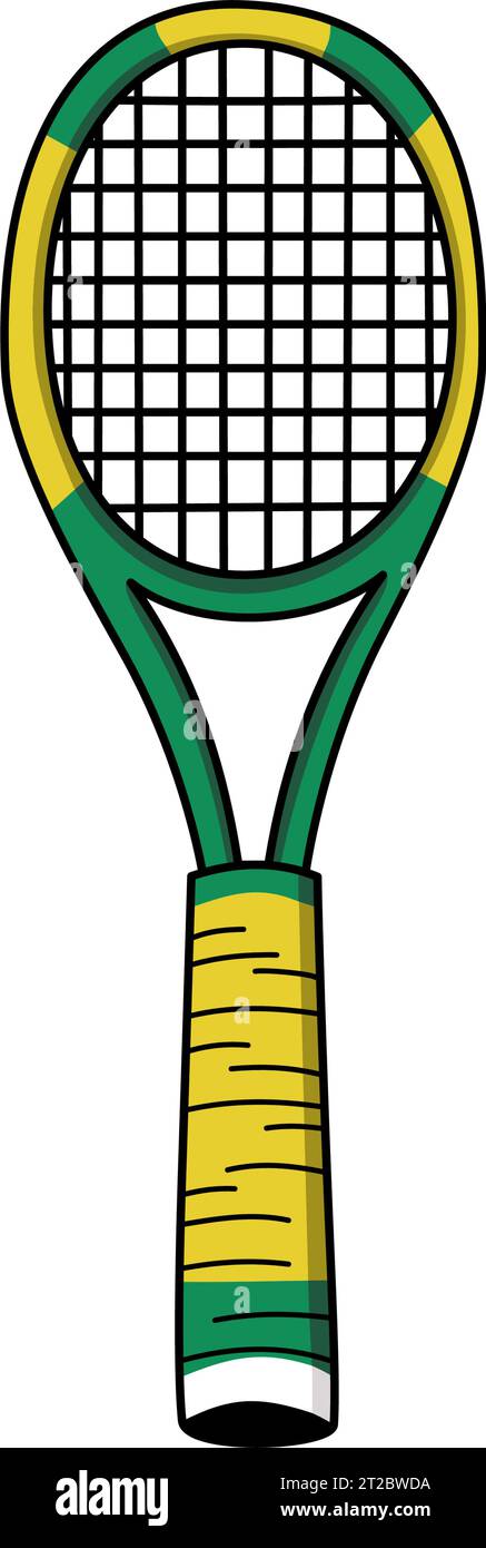 Racchetta da tennis in tecnica doodle illustrazione vettoriale Illustrazione Vettoriale
