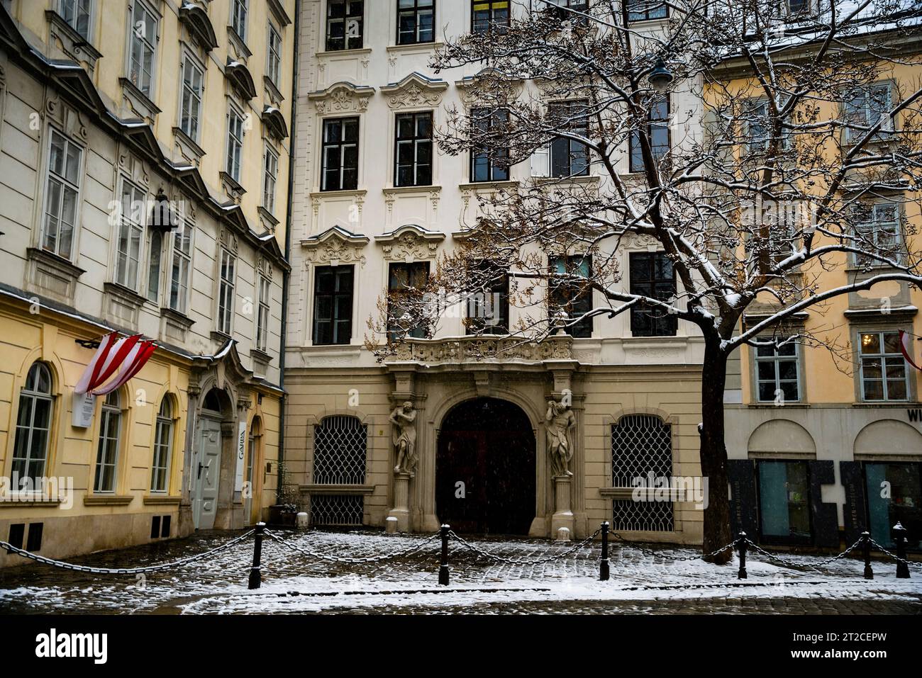 Vienna nella neve in Austria. Foto Stock