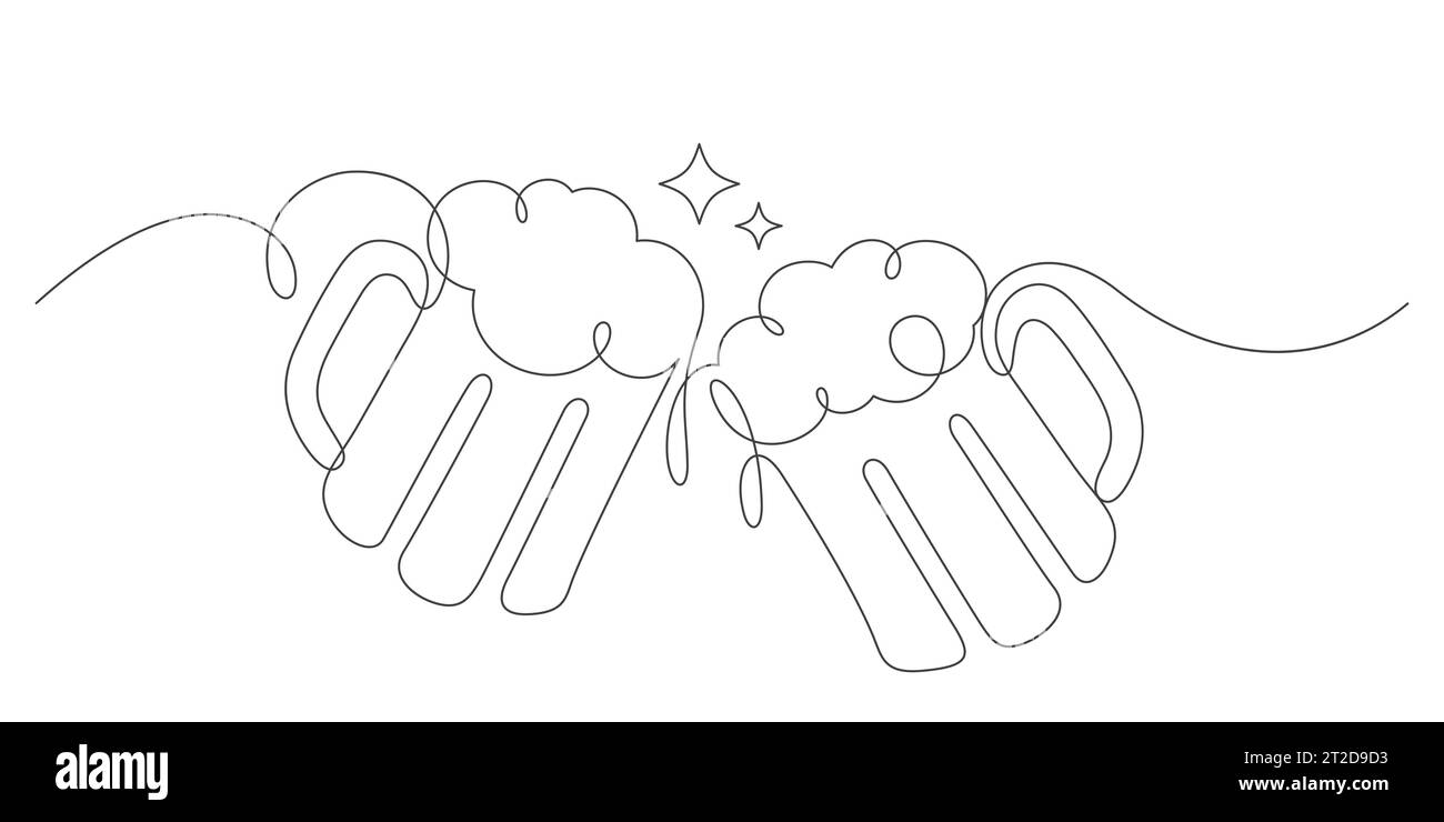 brindisi celebrativi con una linea vettoriale, minimalismo illustrato con linee sottili. Illustrazione Vettoriale