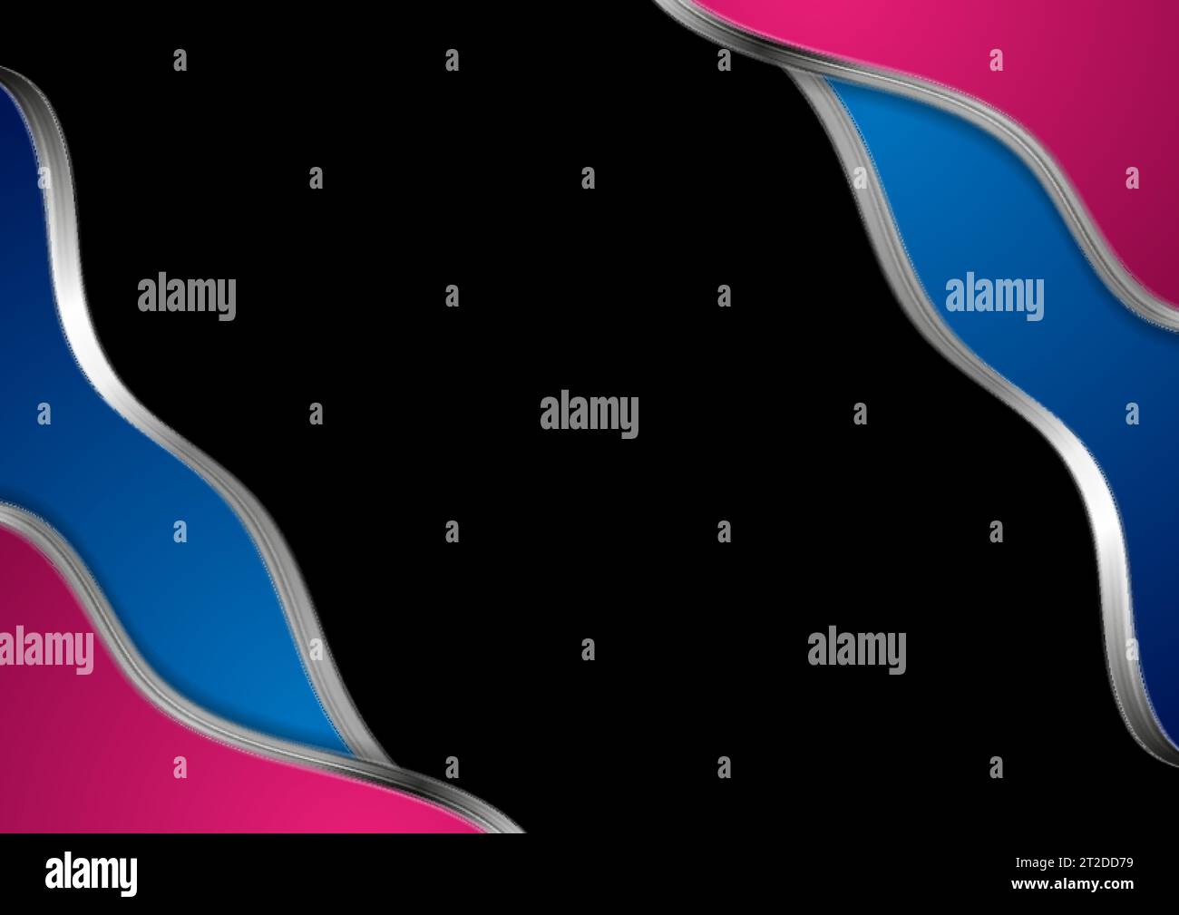 Astratte onde metalliche aziendali sfondo moderno. Grafica vettoriale blu e rosa Illustrazione Vettoriale
