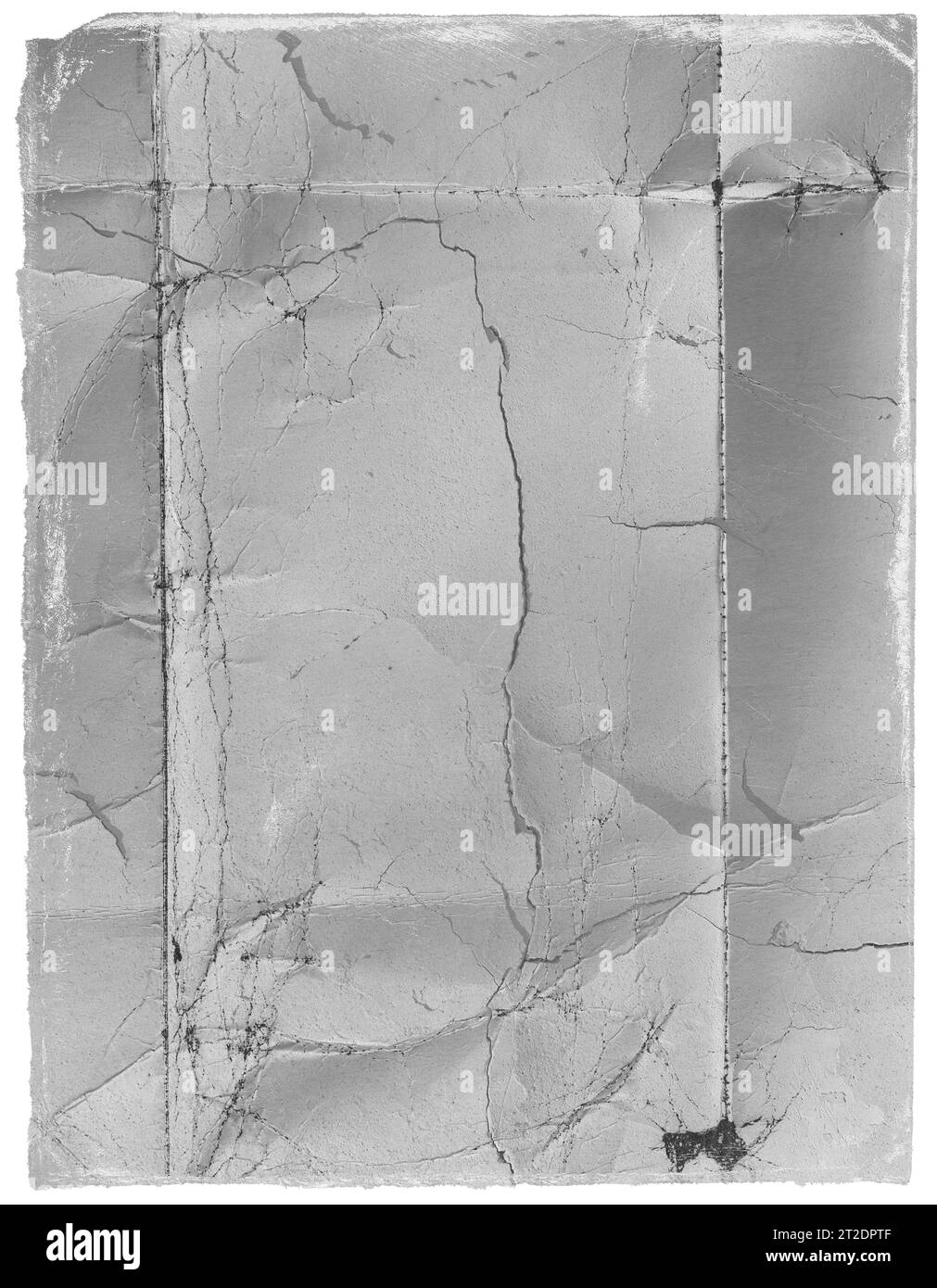 carta piegata grunge sull'effetto di sovrapposizione a parete, texture e texture graffiate adesive, effetto rétro e colorato, carta vintage stropicciata Foto Stock