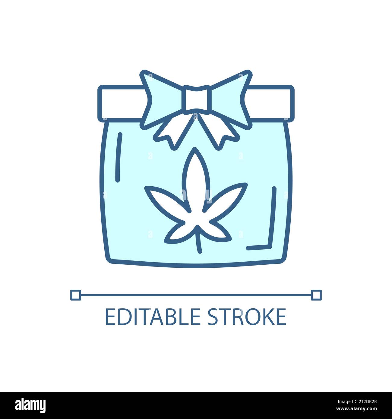 Icona a foglia di marijuana blu semplice e lineare 2D. Illustrazione Vettoriale