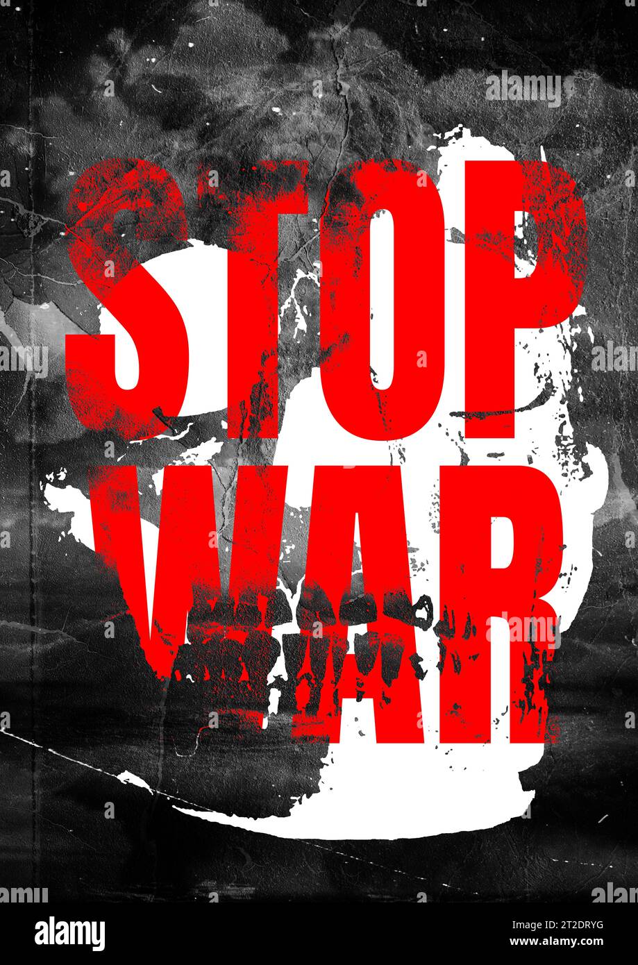 dite no al manifesto di propaganda del conflitto di guerra, fermate il disegno di guerra Foto Stock