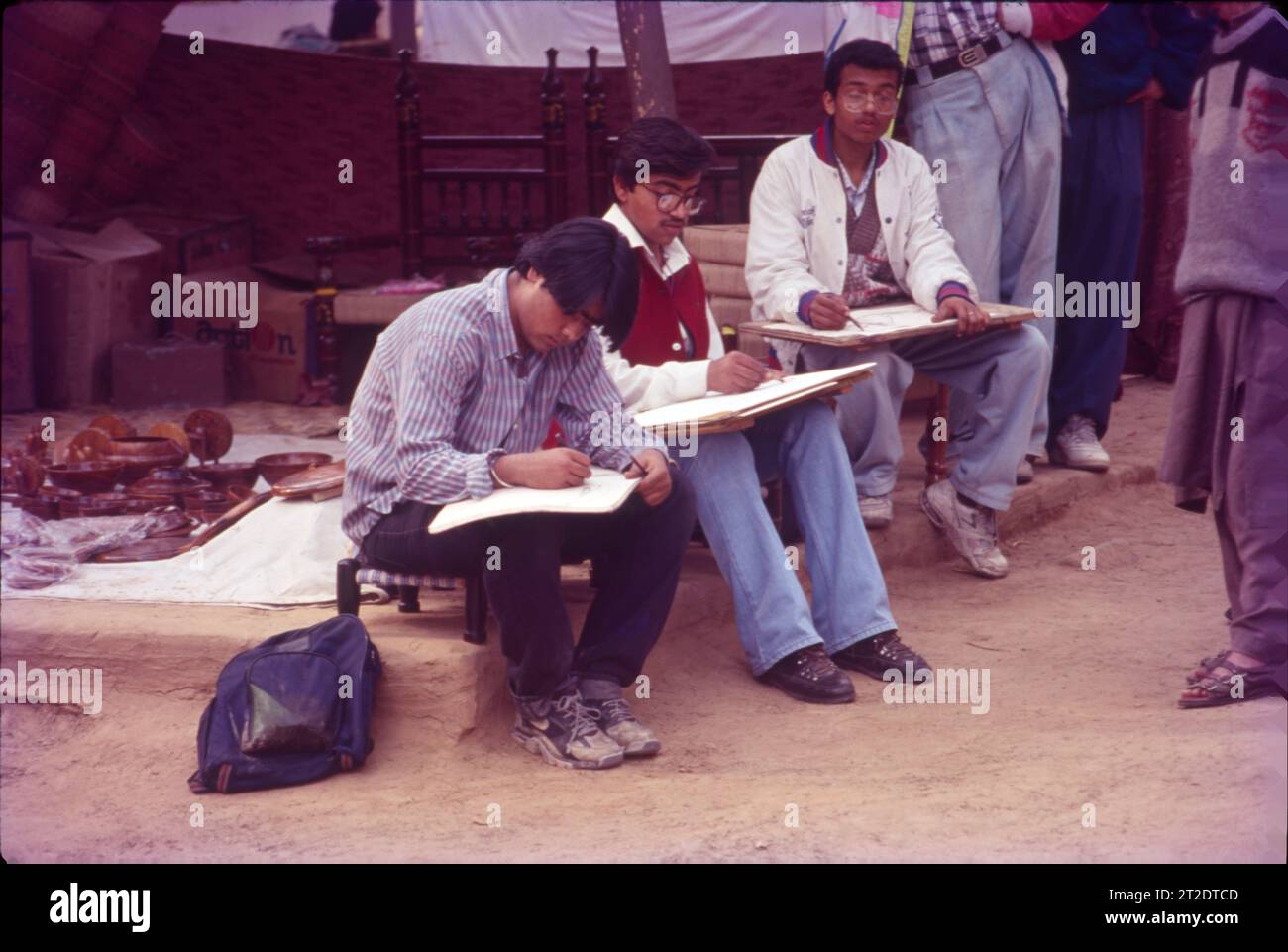 Studenti di design alla Surajkund Fair, Haryana, India. Foto Stock