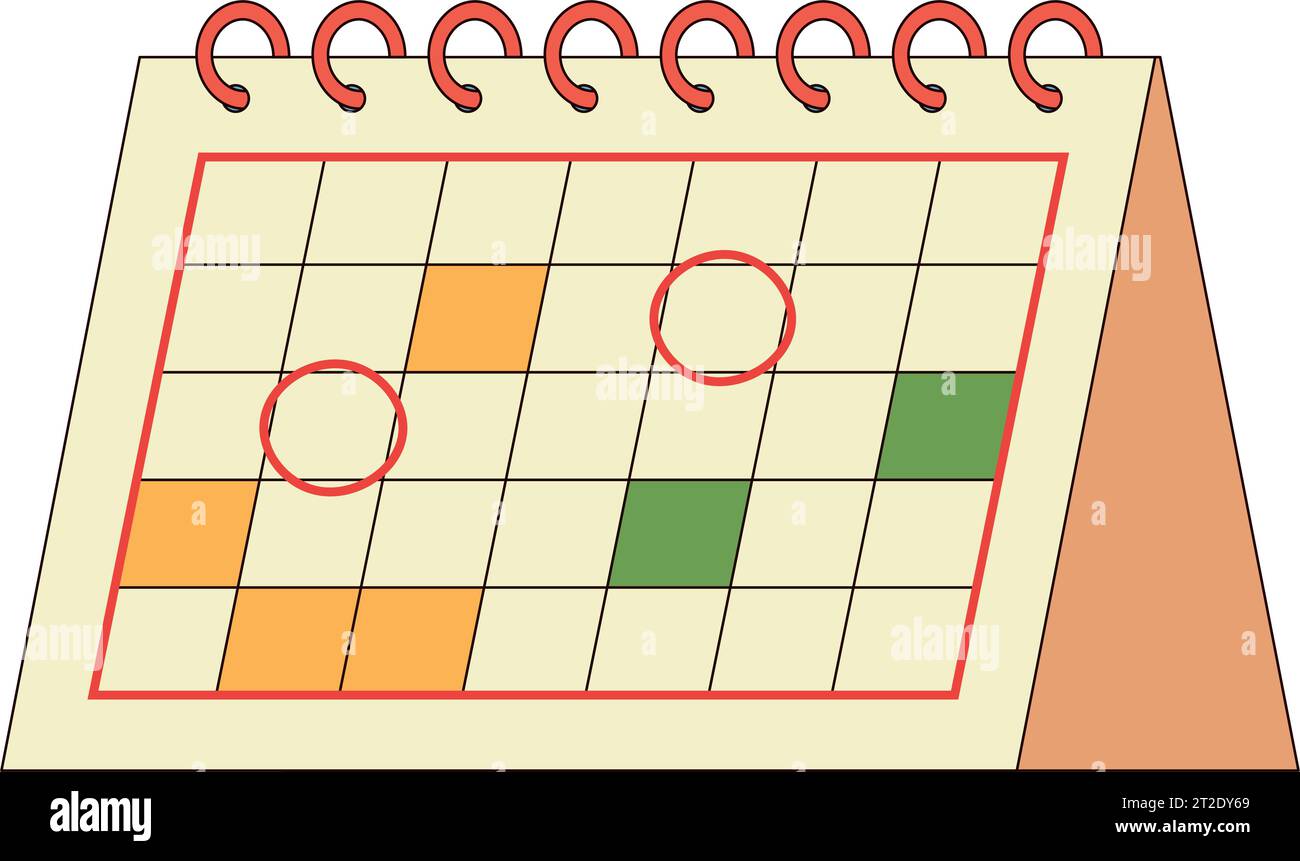 Calendario da ufficio primaverile con date contrassegnate Illustrazione Vettoriale