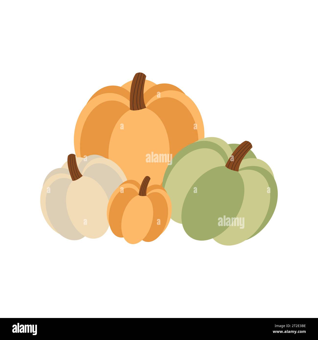 Concept autunnale per il festival del raccolto o il giorno del Ringraziamento. Pumkins con le foglie. Sfondo per poster, Web, banner, volantini Illustrazione Vettoriale