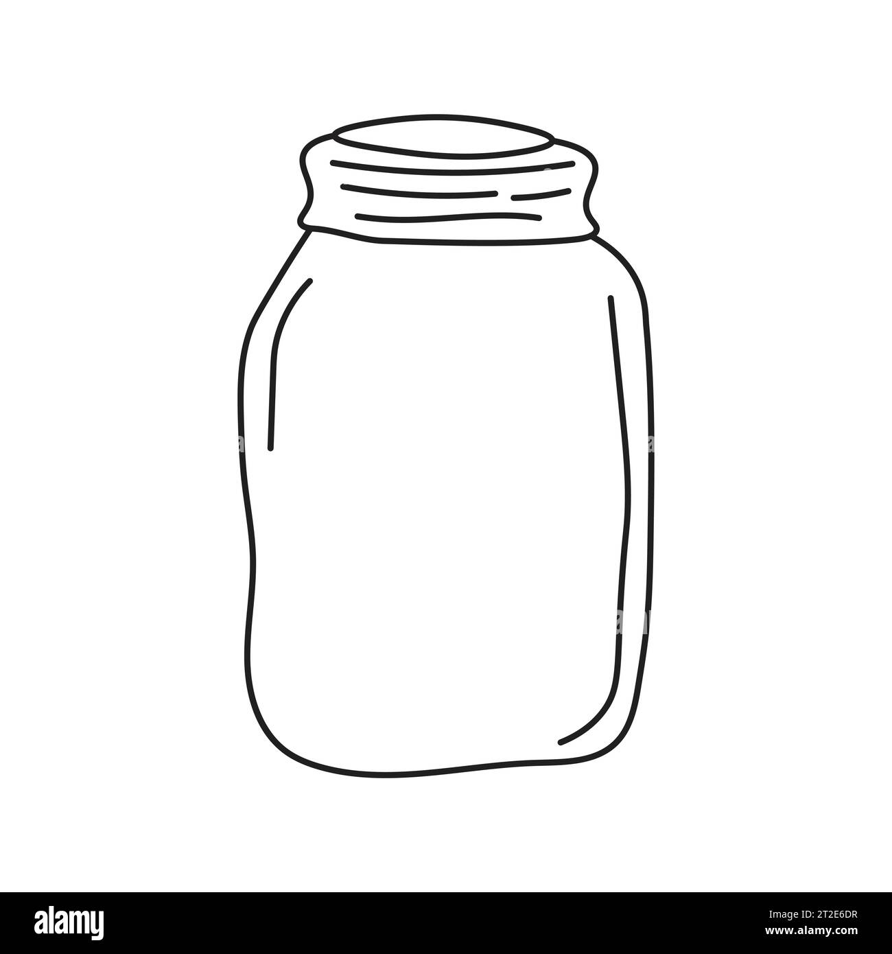 Vaso di vetro vuoto. Stile di schizzo Doodle. Barattolo semplice con disegno a linee. Illustrazione vettoriale isolata. Illustrazione Vettoriale