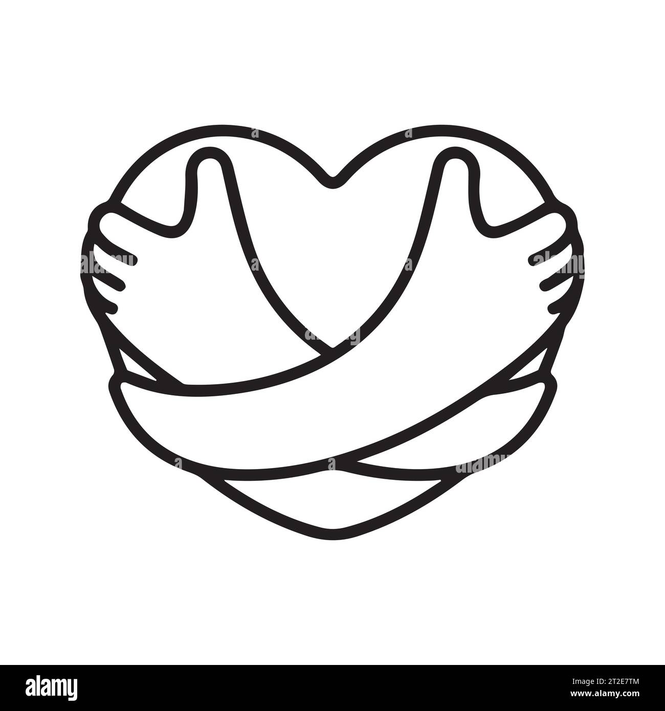 Simbolo del cuore abbracciato. Abbracciati il logo. Ti piacerà l'illustrazione vettoriale piatta. Illustrazione Vettoriale