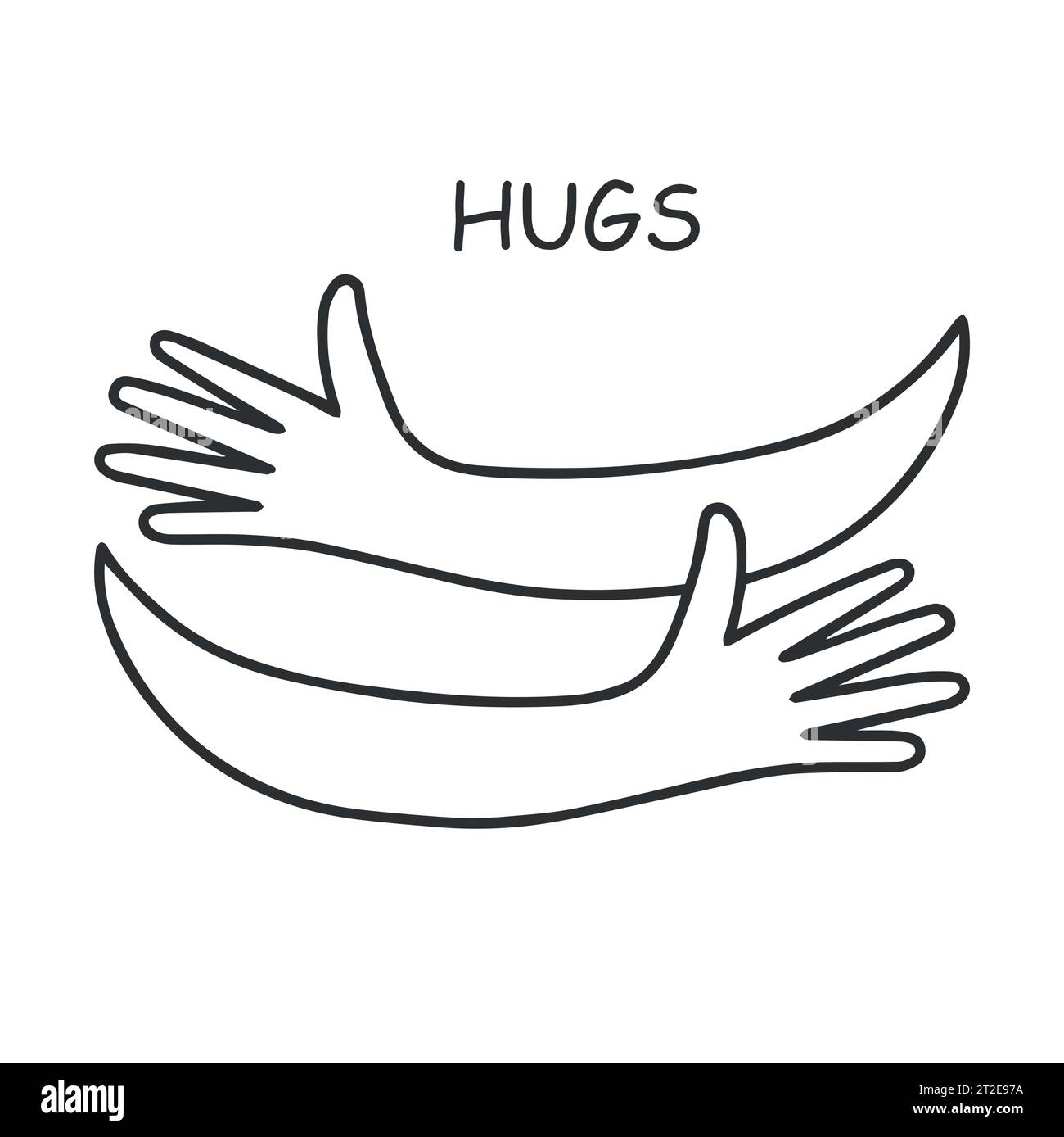 Mani virtuali abbracciate su figure vettoriali bianche. Abbracciati il logo. Ti piacerà l'illustrazione vettoriale piatta. Illustrazione Vettoriale