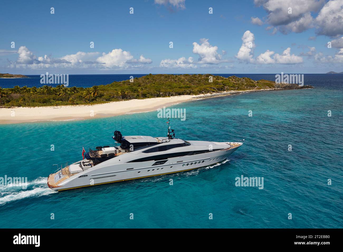 Palmer Johnson, yacht charter da 45 metri al largo di Green Cay, Little Jost Van Dyke, Tortola, nelle Isole Vergini britanniche. Foto Stock