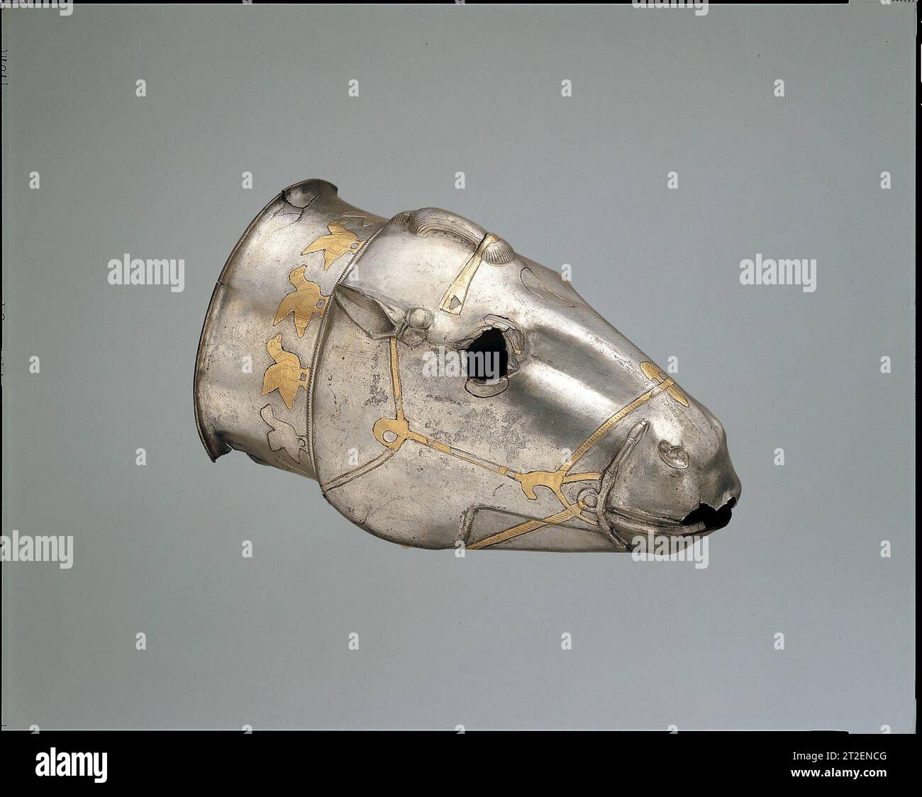Nave sotto forma di testa di cavallo Achaemenid ca. V secolo a.C. Visualizza altro. Nave sotto forma di testa di cavallo. Achaemenid. ca. V secolo a.C. Argento, doratura. Achaemenid. Iran Foto Stock