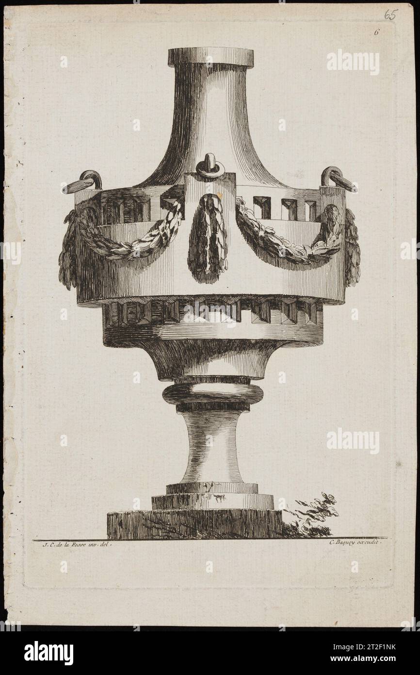 Design per un vaso decorato con ghirlande disegnato da Jean Charles Delafosse French inciso da C. Baquoy French XVIII secolo Foto Stock