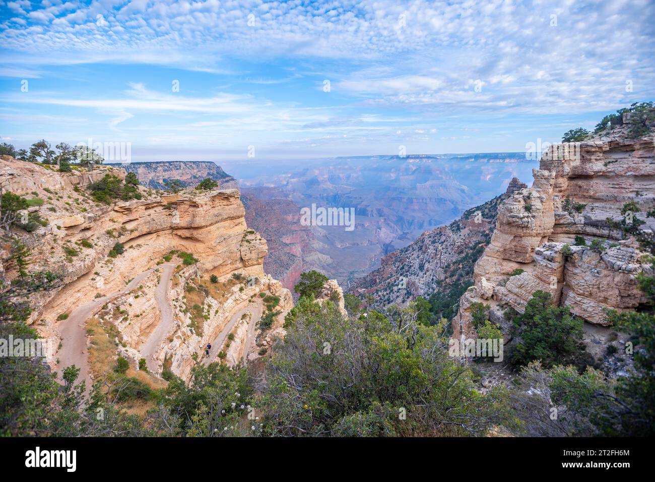 Inizia il trekking a zig-zag del Kaibab meridionale. Grand Canyon, Arizona Foto Stock