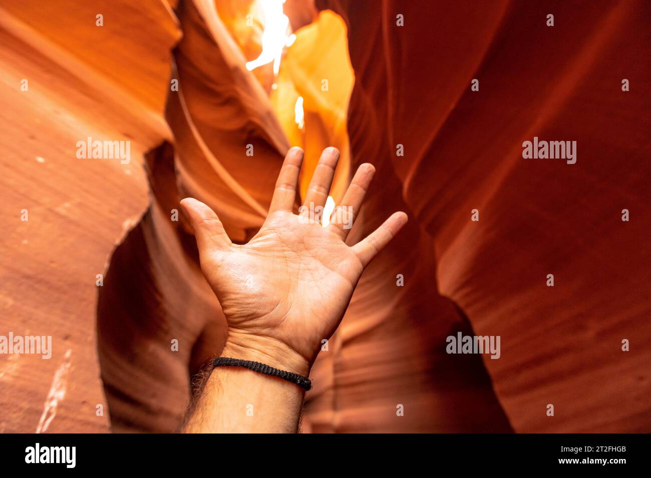 Un palmo della mano in Upper Antelope, nella città di Page, Arizona. STATI UNITI Foto Stock