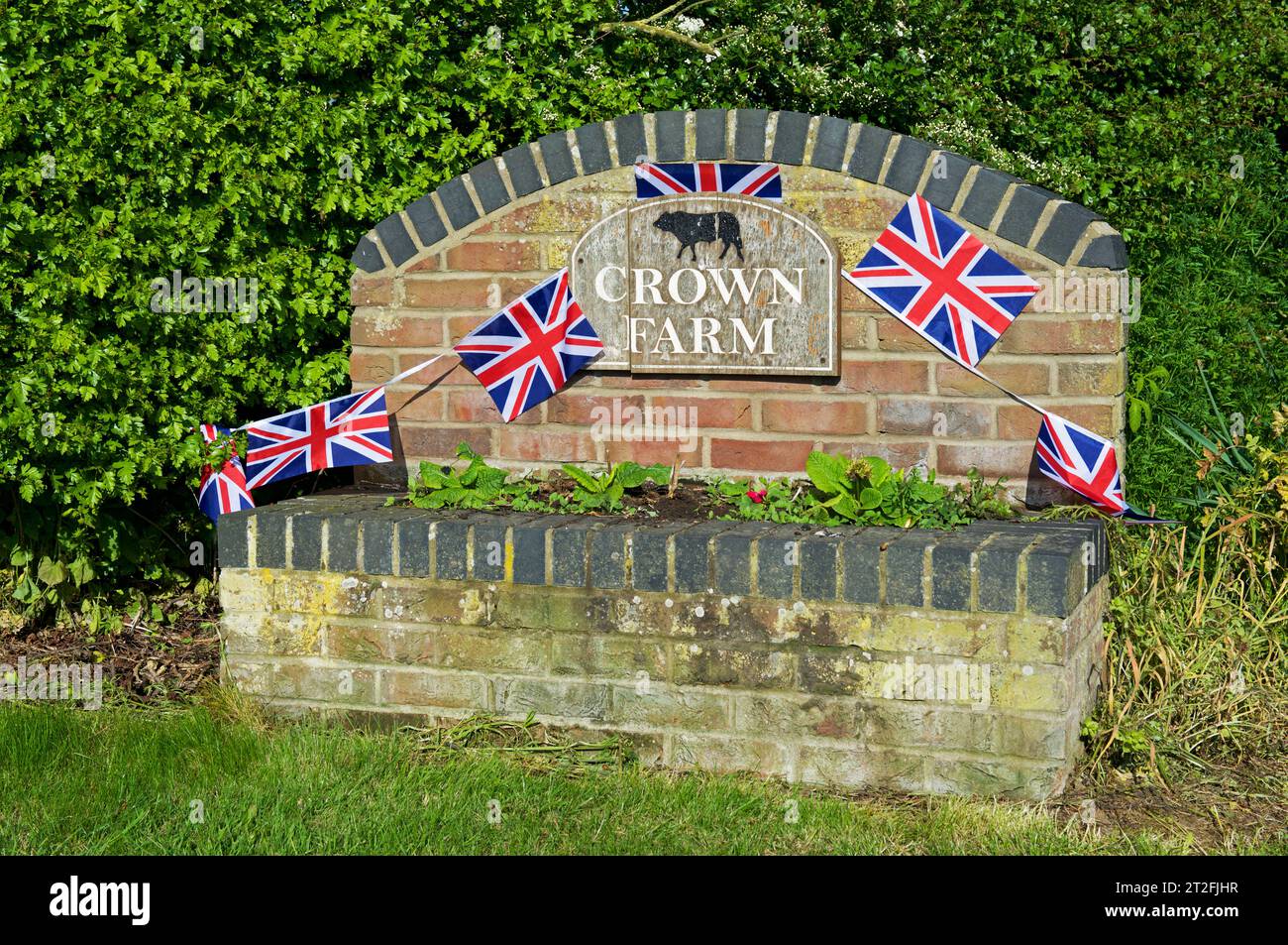 Segui le indicazioni per Crown Farm, nel villaggio di Welwick, East Yorkshire, Inghilterra, Regno Unito Foto Stock