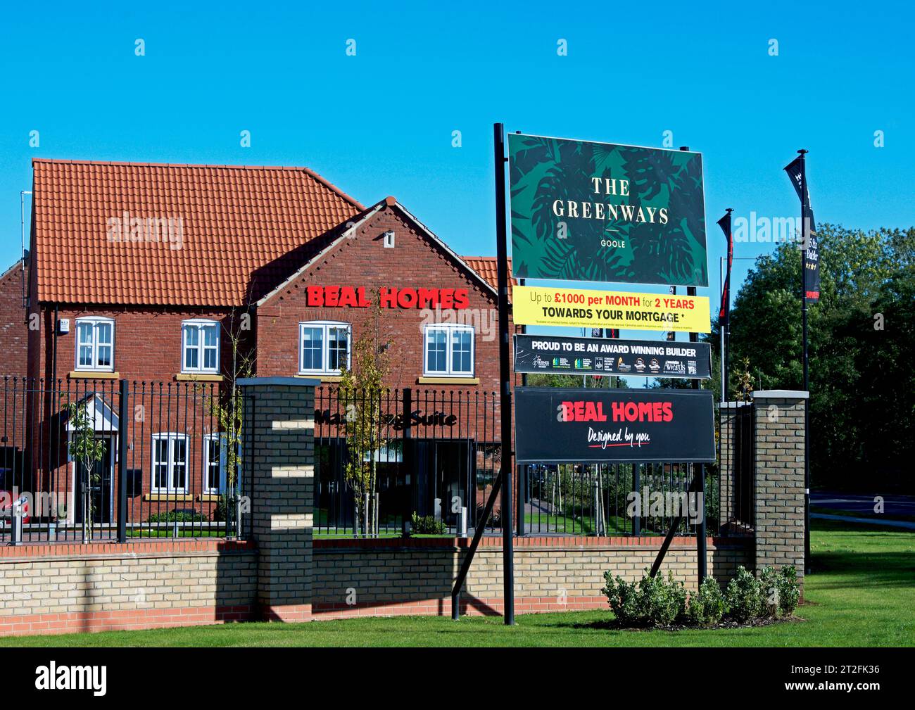 Lo sviluppo di Greenways: Nuove case sono state costruite da Beal, su Rawcliffe Road, Goole, East Yorkshire Foto Stock