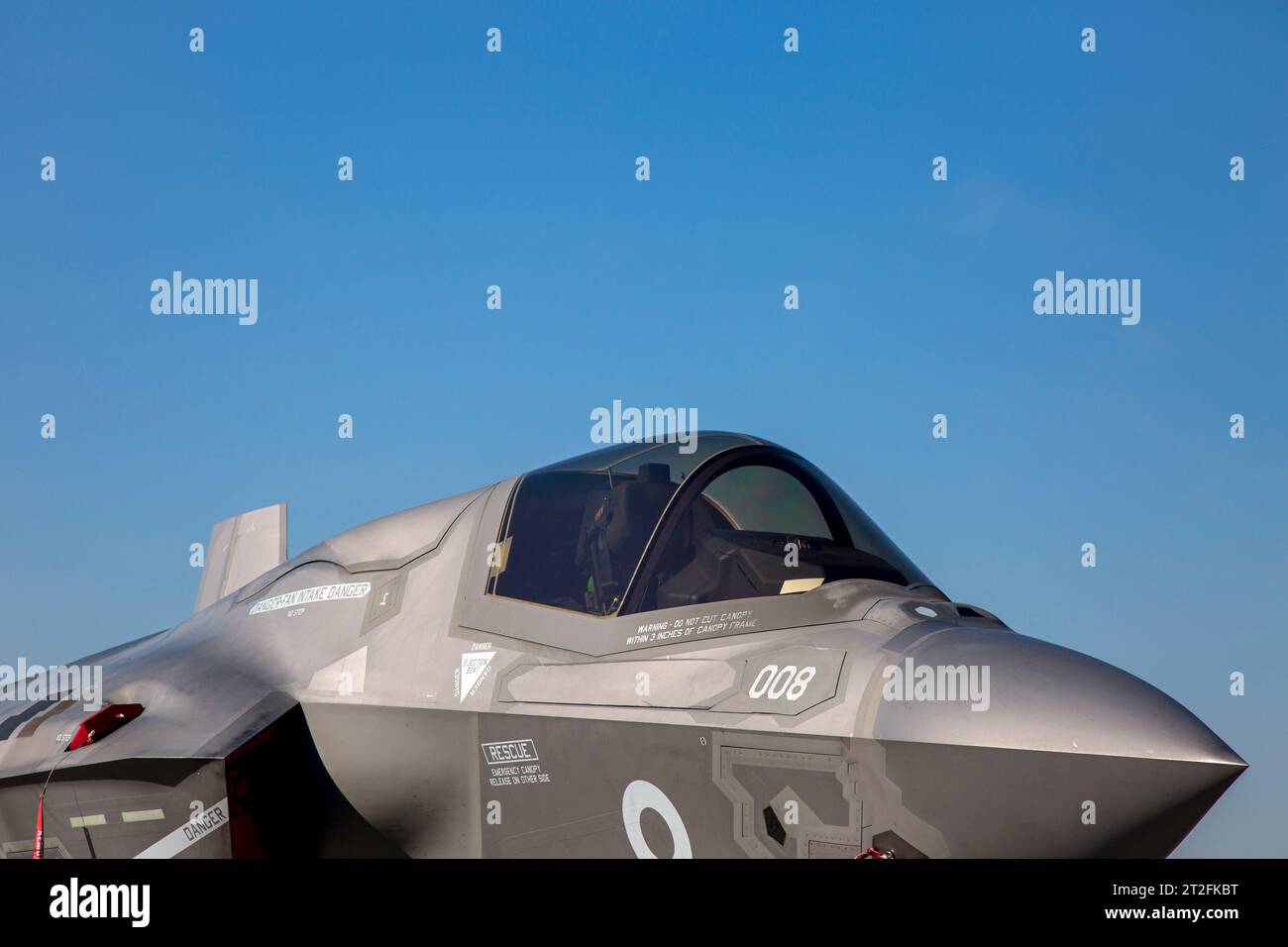 Sezione cockpit di un F-35B STVOL jet della Royal Air Force. Foto Stock