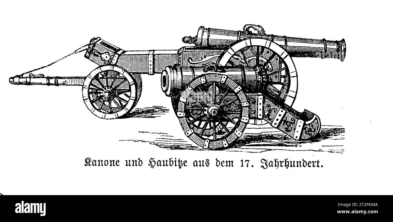 Cannone e obice arma d'artiglieria del XVII secolo Foto Stock