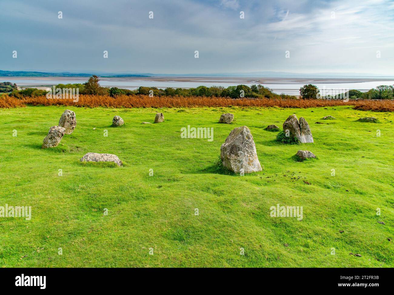 Birkrigg Stone Circle, Bardsea, Ulverston, Cumbria, Regno Unito. Foto Stock