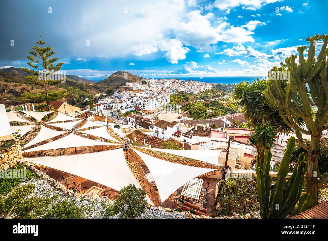 Villaggio bianco di Frigiliana Street view, Andalusia regione della Spagna Foto Stock
